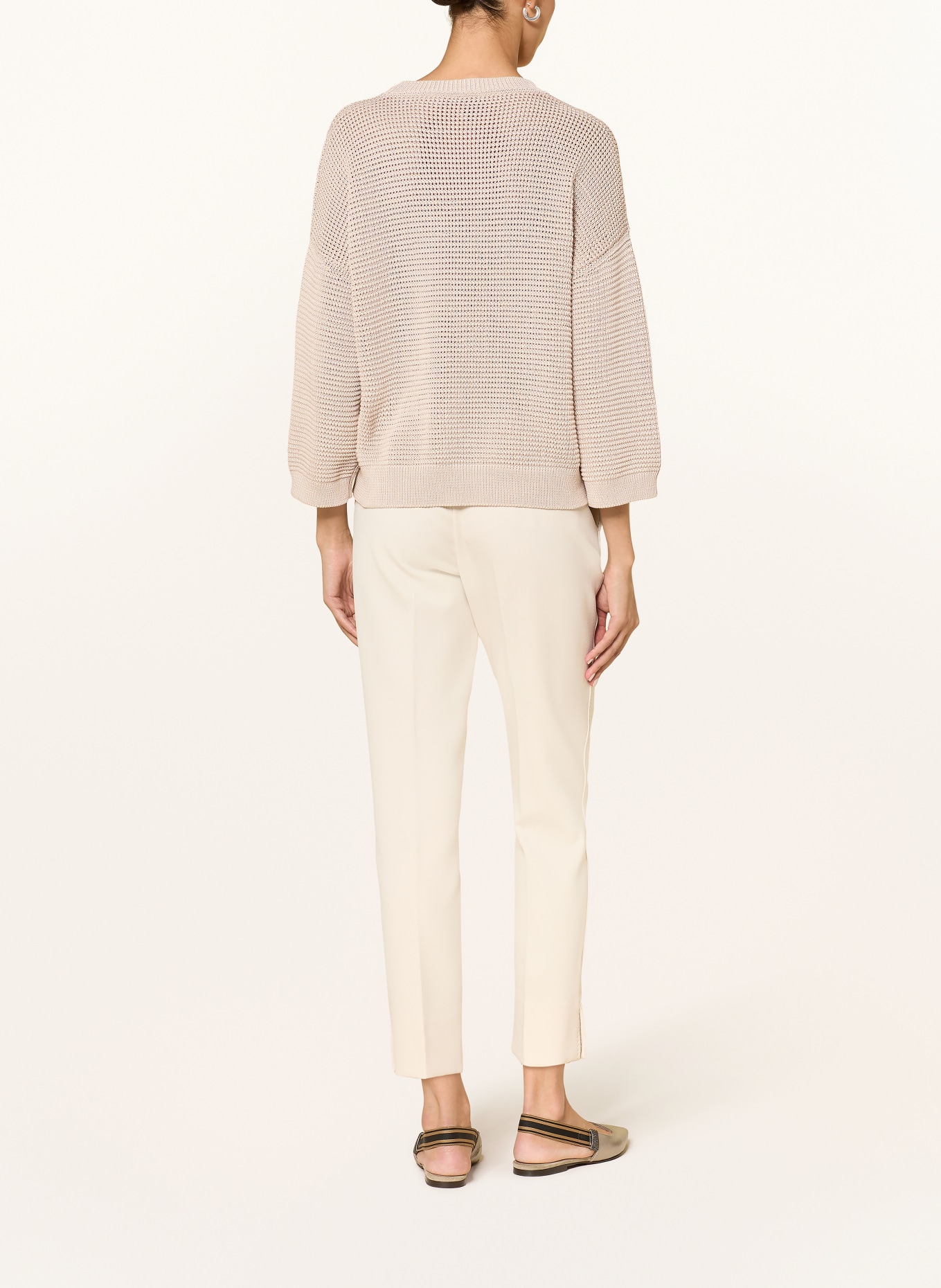 PESERICO Sweater with 3/4 sleeves and gemstones: BEIGE