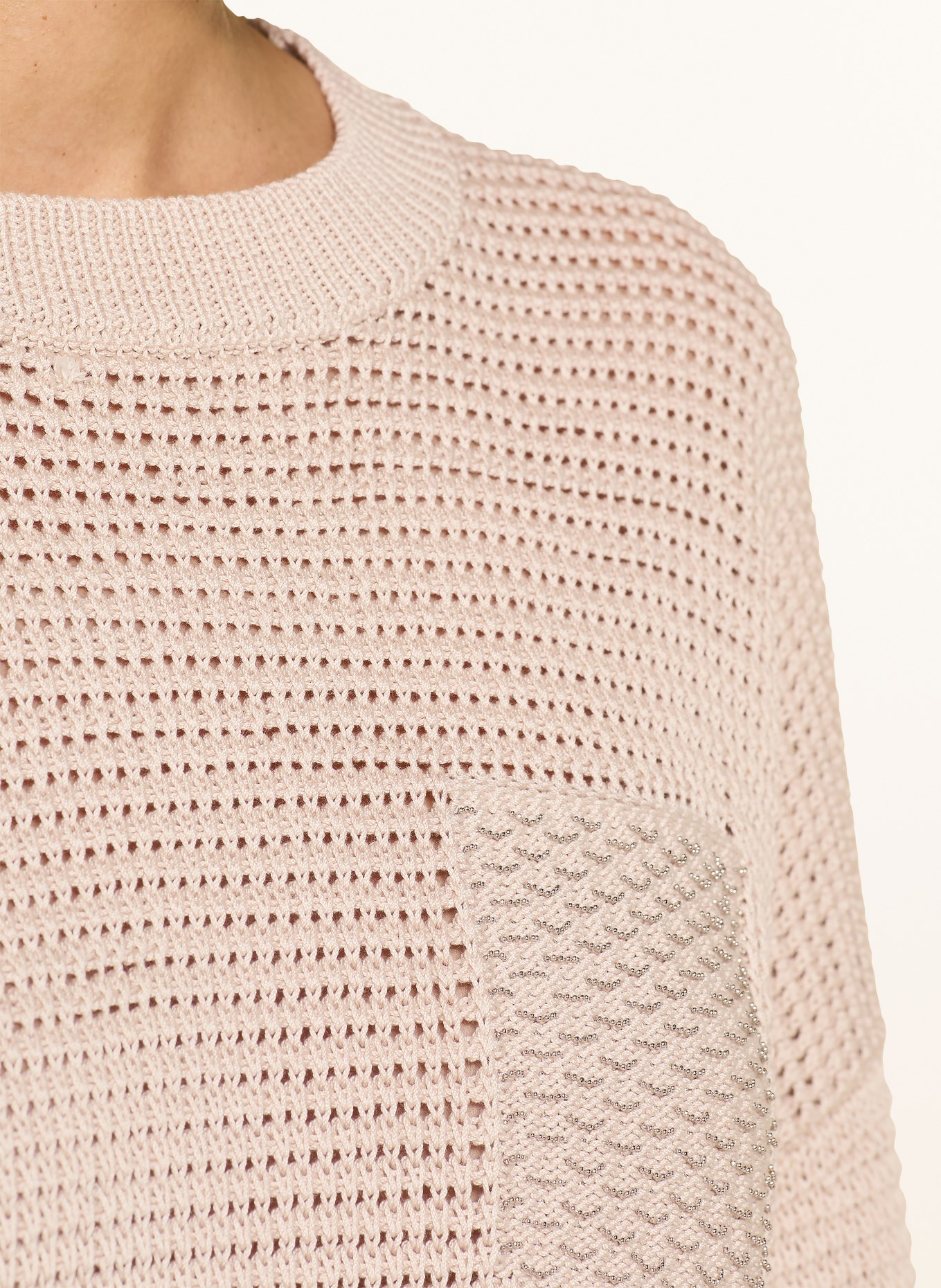 PESERICO Sweater with 3/4 sleeves and gemstones: BEIGE