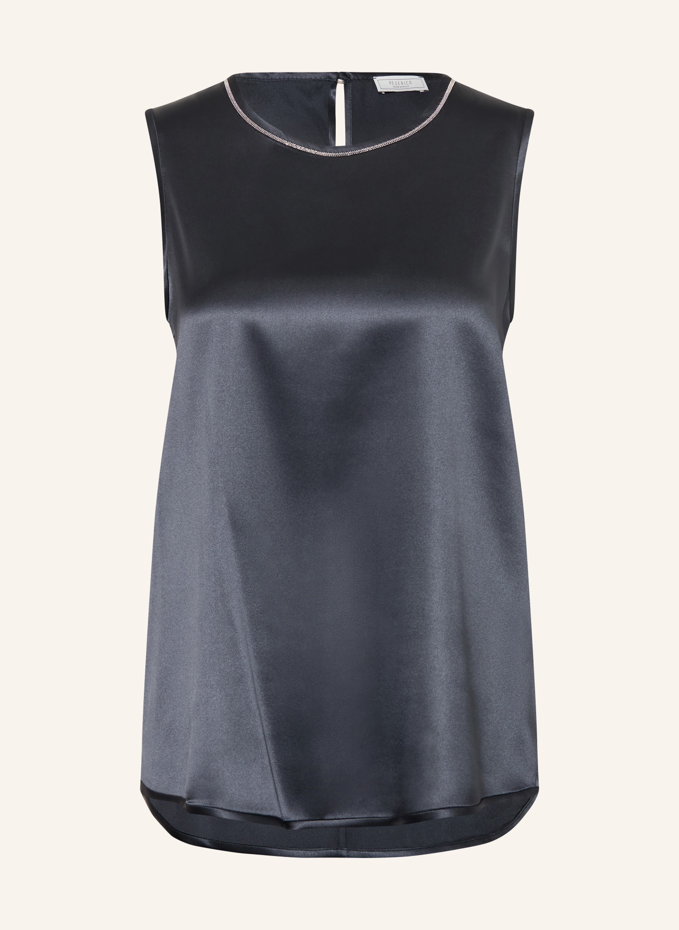 PESERICO Satin top with gemstones: GRAY