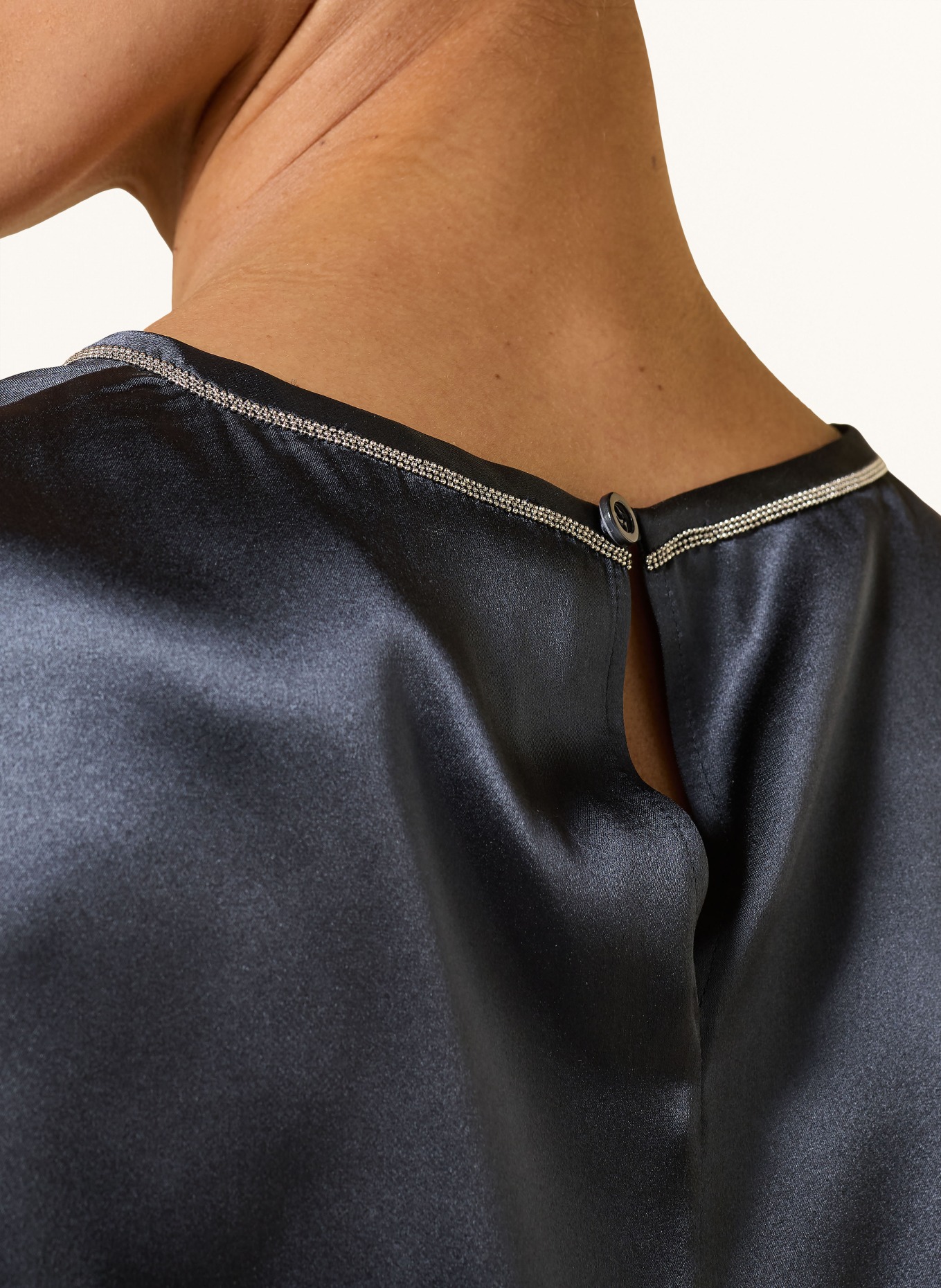 PESERICO Satin top with gemstones: GRAY