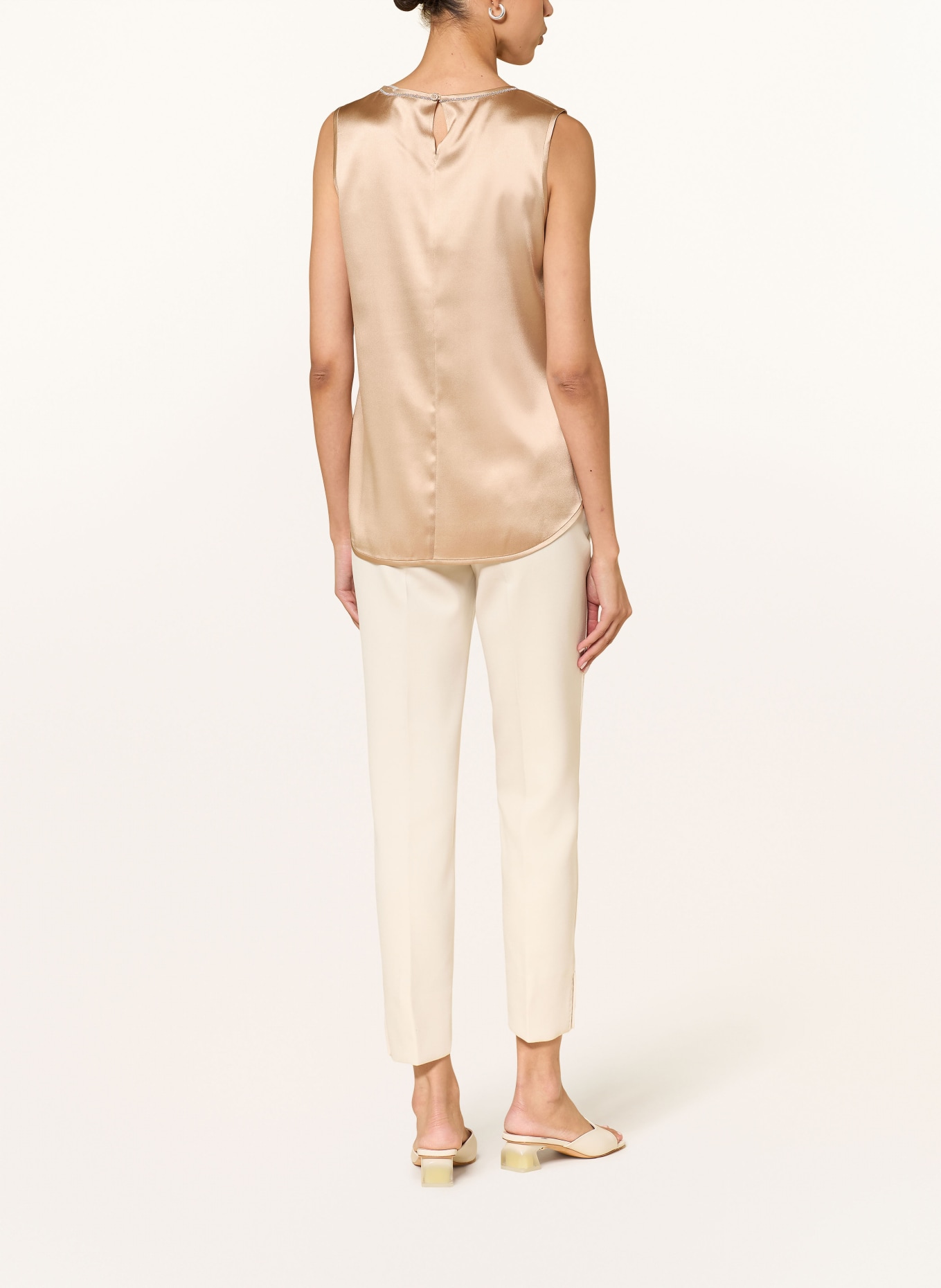 PESERICO Satin top with gemstones: GOLD
