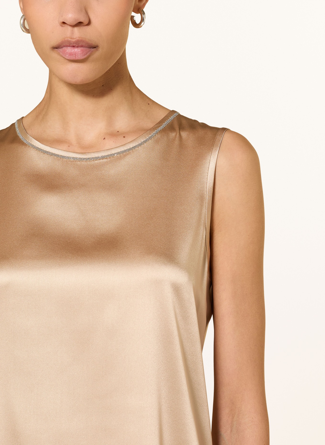 PESERICO Satin top with gemstones: GOLD