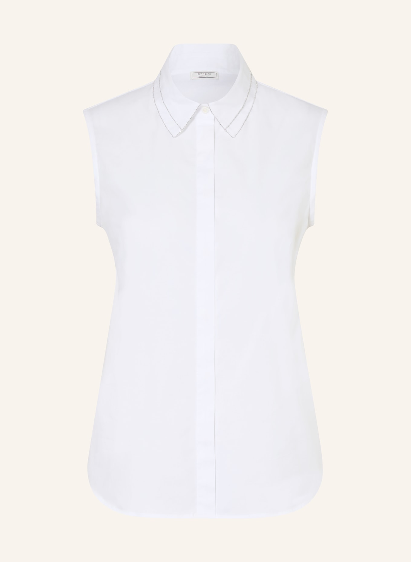 PESERICO Blusentop mit Schmucksteinen: WEISS