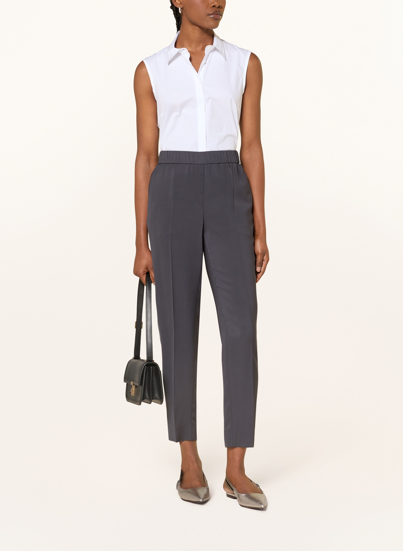 PESERICO Blusentop mit Schmucksteinen: WEISS