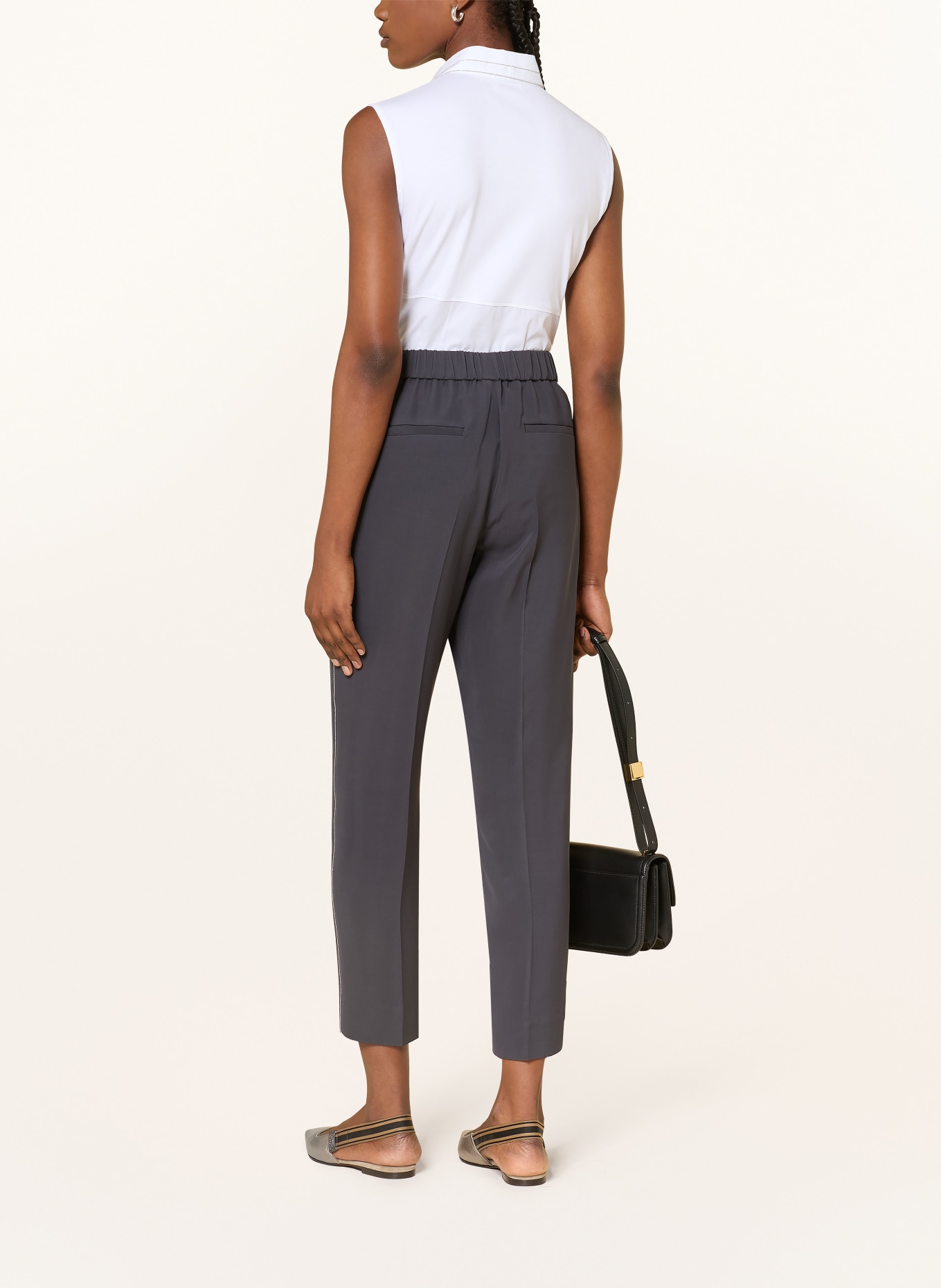 PESERICO Blusentop mit Schmucksteinen: WEISS