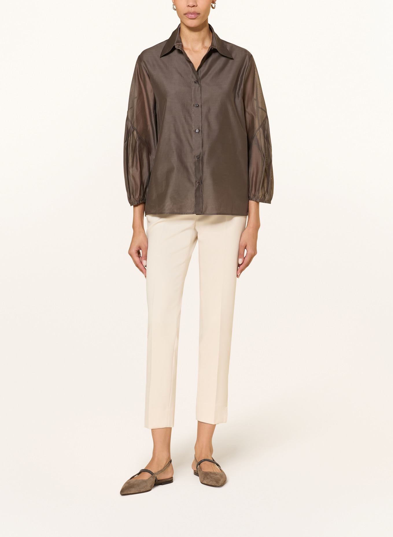 PESERICO Shirt blouse with 3/4 sleeves: TAUPE