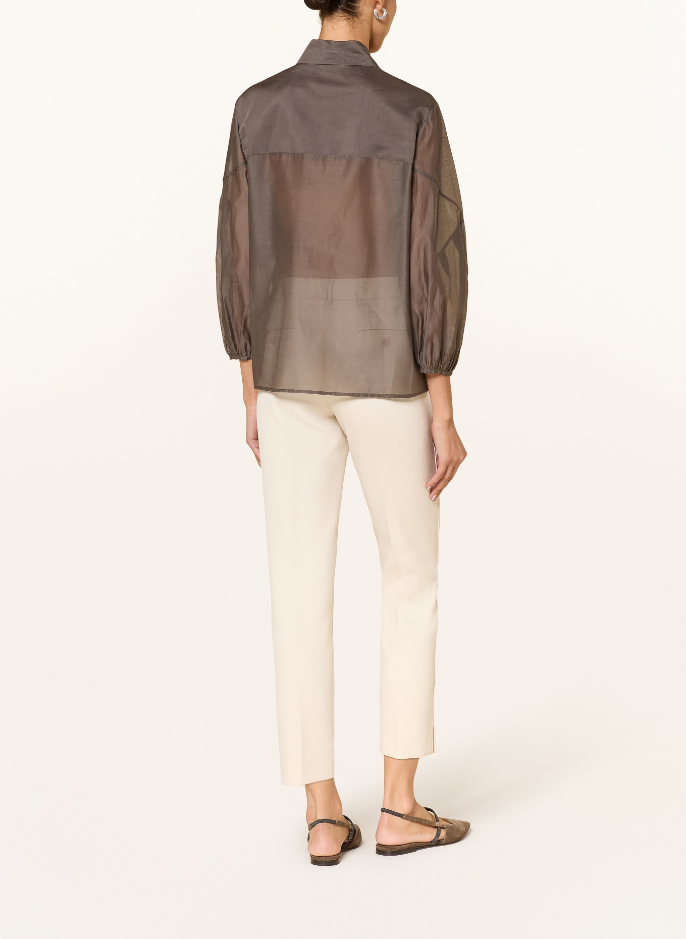 PESERICO Shirt blouse with 3/4 sleeves: TAUPE