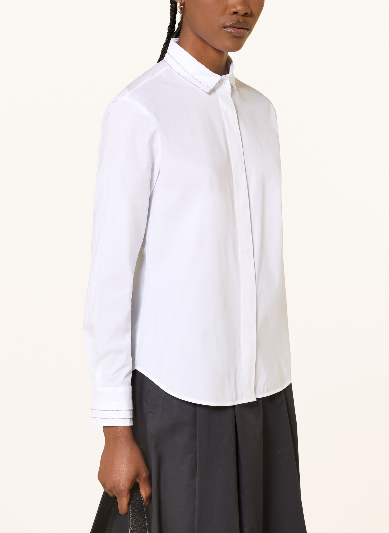 PESERICO Bluzka z kamieniami ozdobnymi: BIAŁY