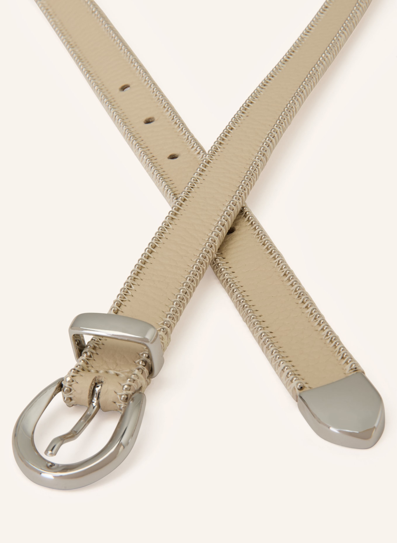 PESERICO Ledergürtel: CREME / SILBER