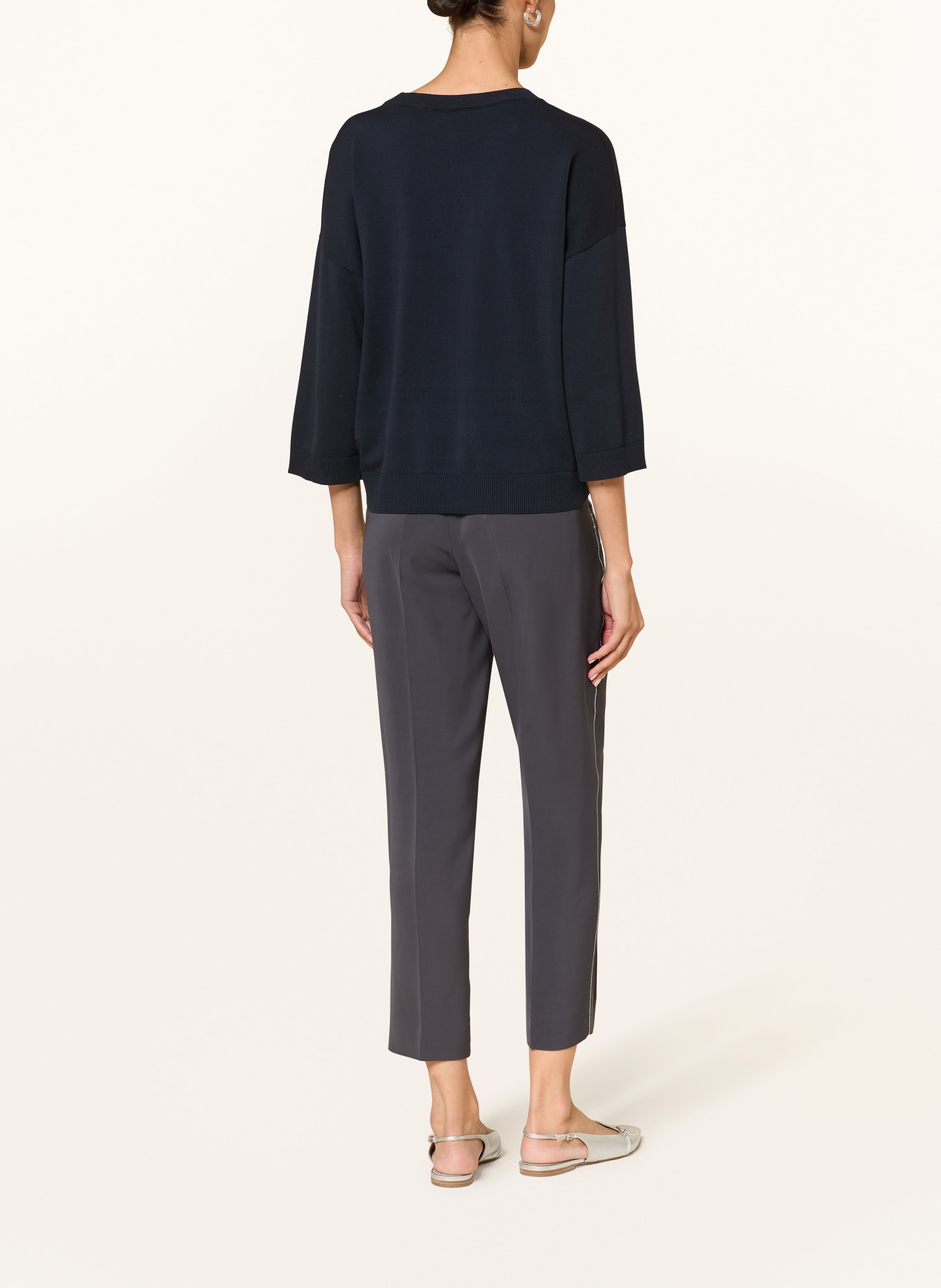 PESERICO 7/8 kalhoty s ozdobnými kameny: TMAVĚ ŠEDÁ