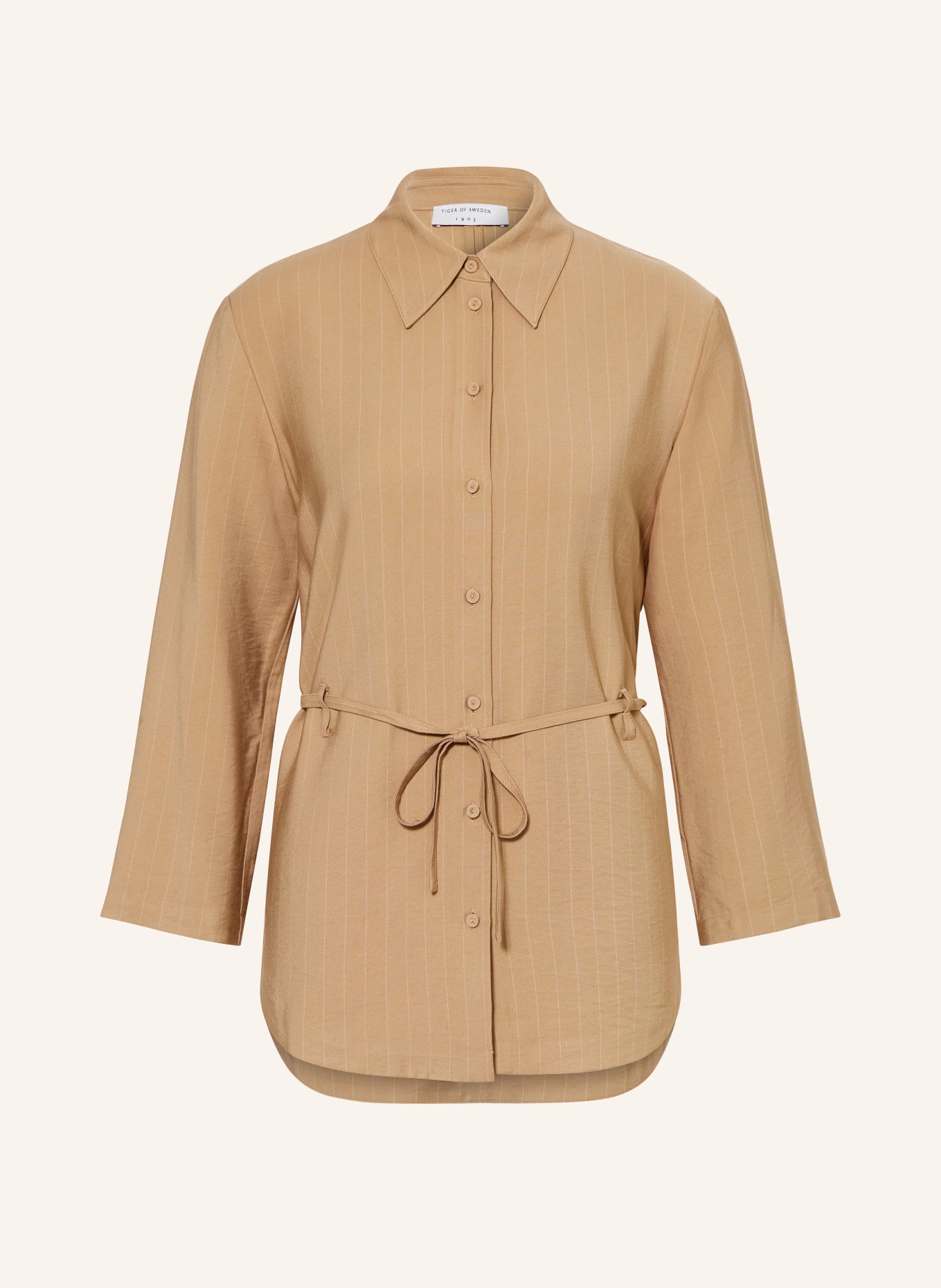 TIGER OF SWEDEN Bluzka koszulowa FELIX: CAMELOWY / ECRU