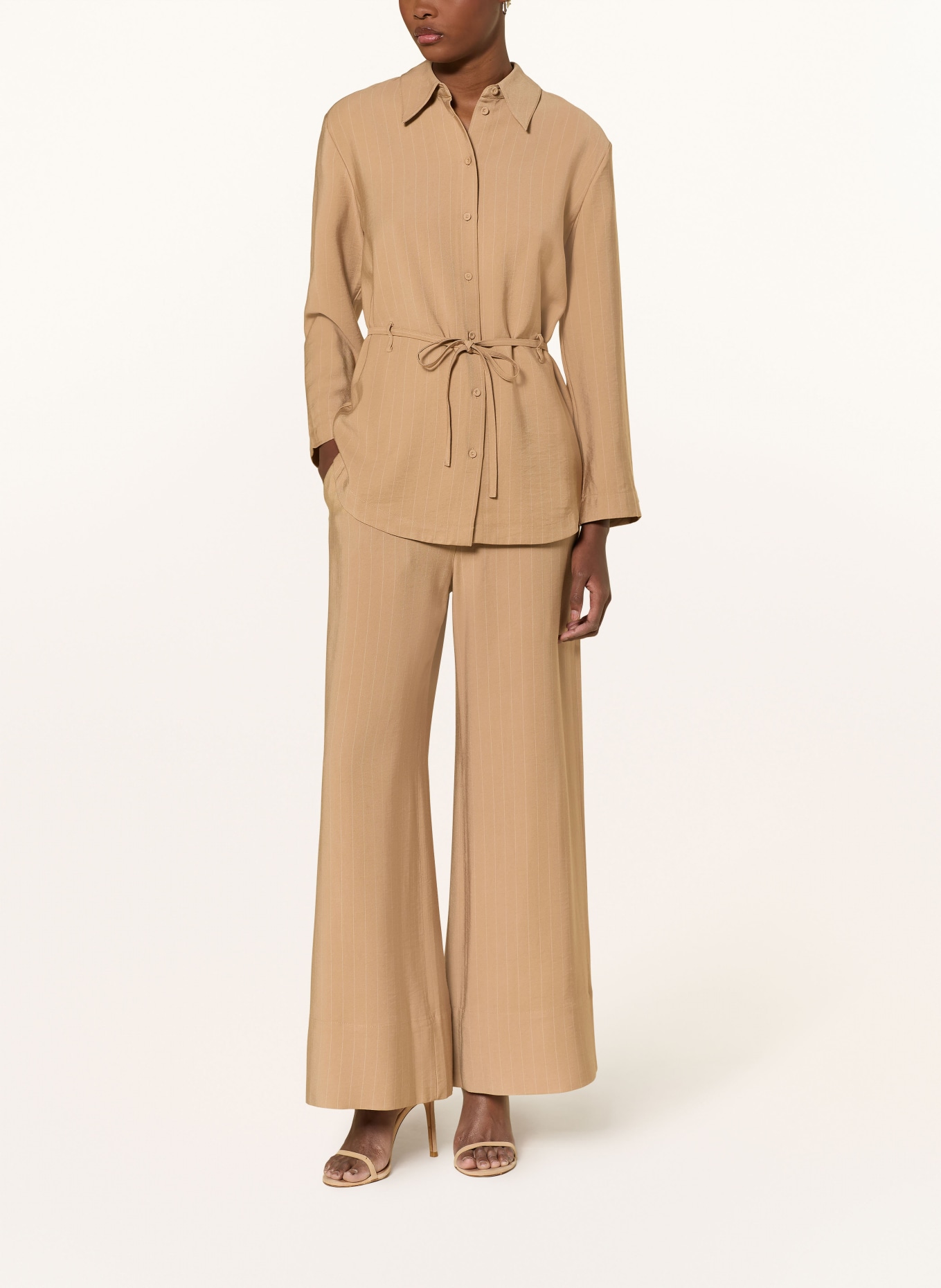 TIGER OF SWEDEN Bluzka koszulowa FELIX: CAMELOWY / ECRU