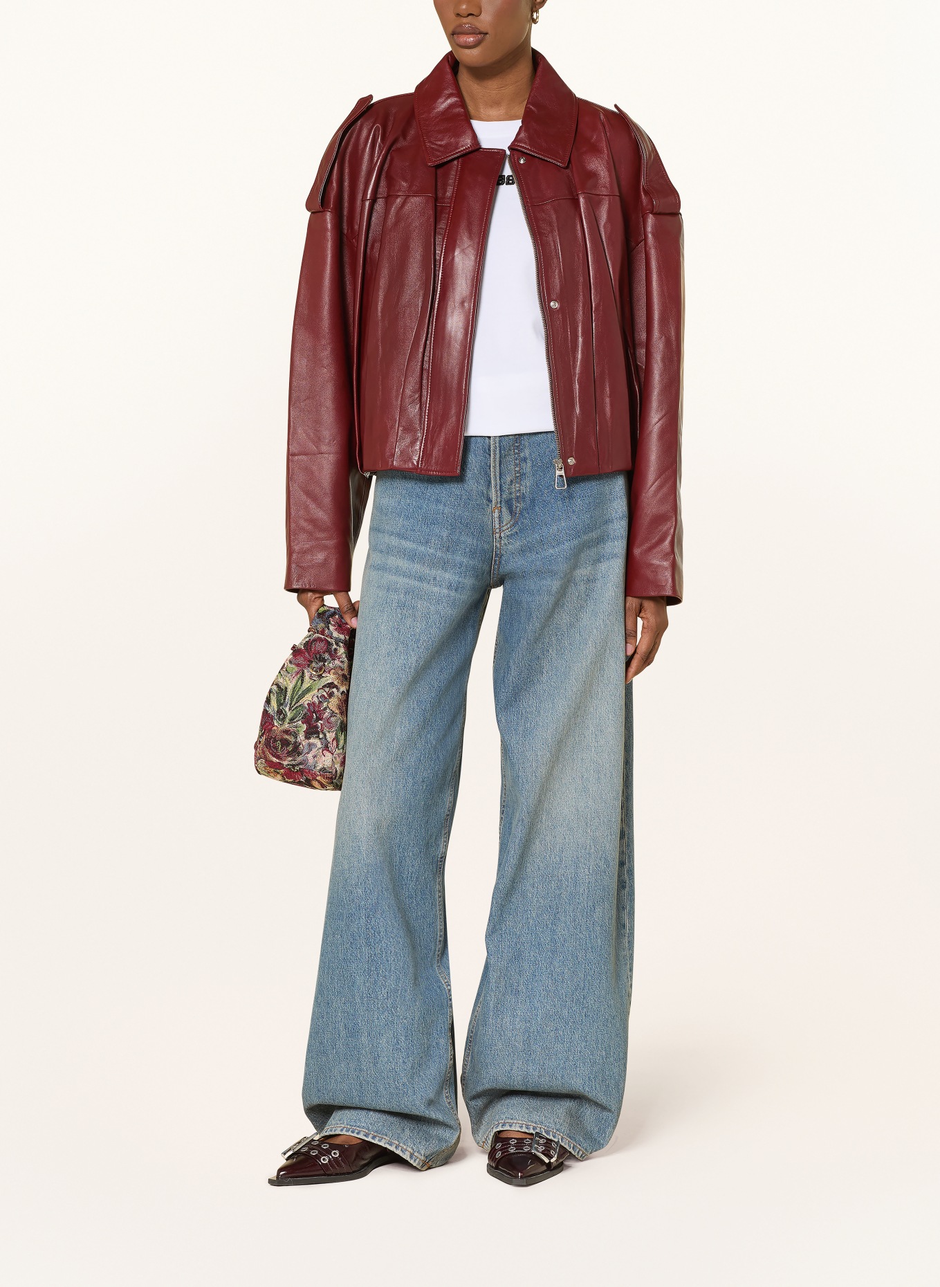 MRS & HUGS leather jacket: DARK RED