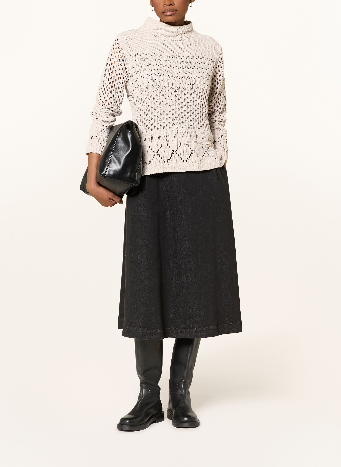 monari Pullover mit Pailletten: BEIGE