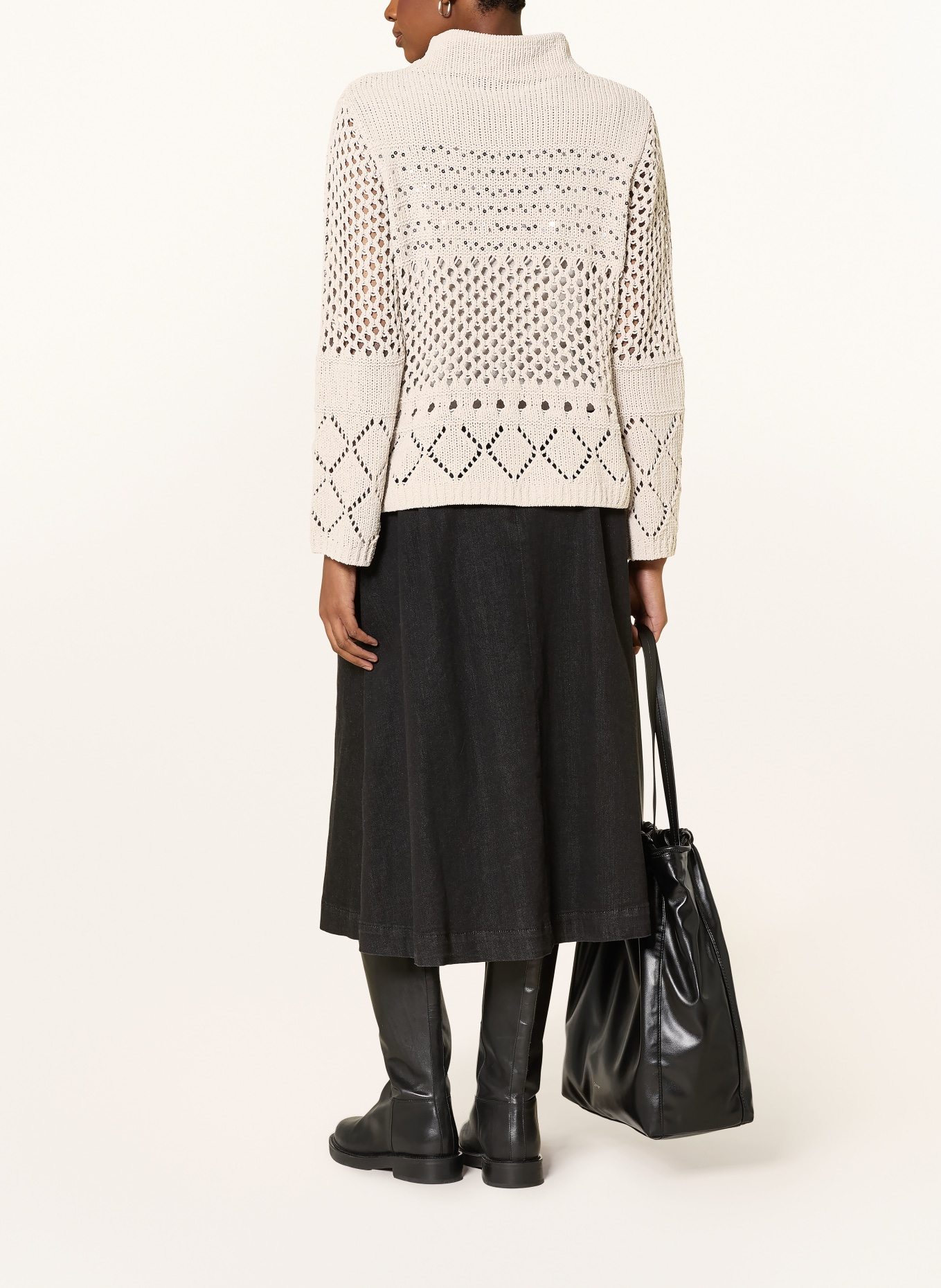 monari Pullover mit Pailletten: BEIGE