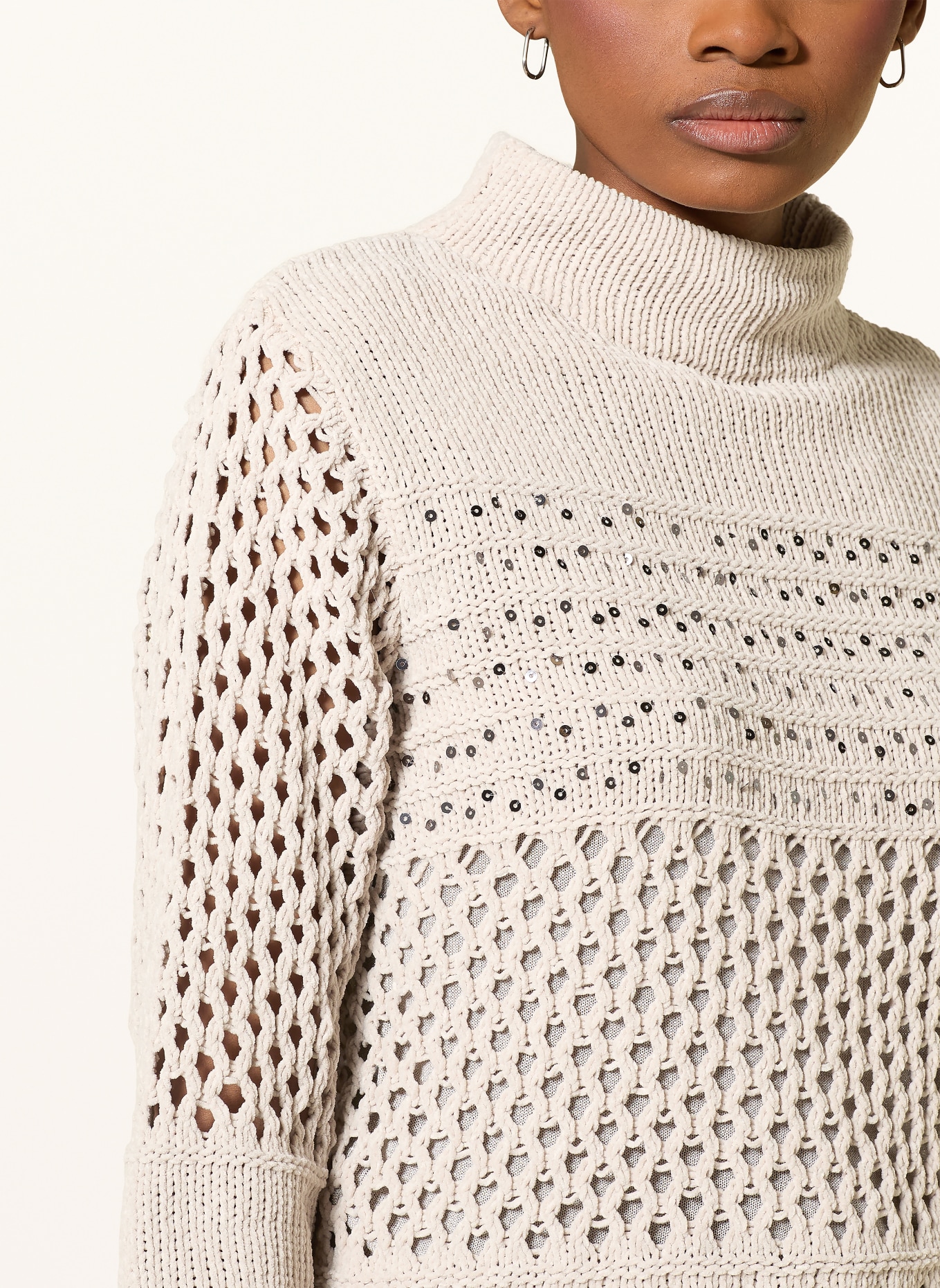 monari Pullover mit Pailletten: BEIGE