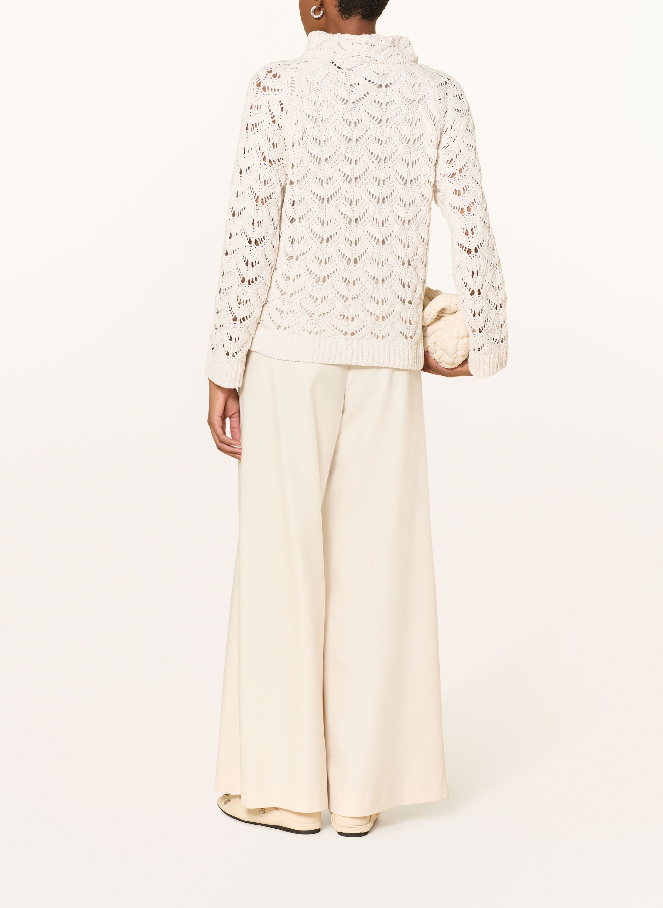 monari Pullover mit Glitzergarn und Pailletten: CREME / SILBER