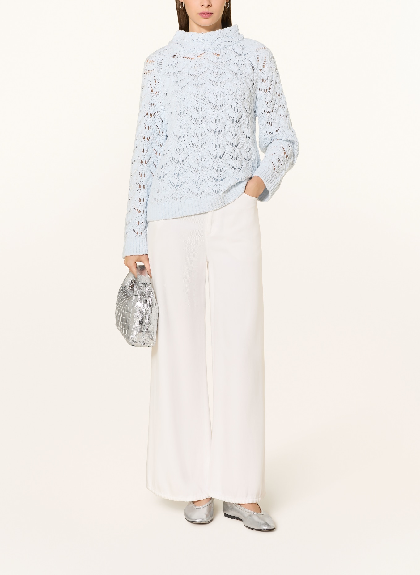 monari Pullover mit Glitzergarn und Pailletten: HELLBLAU