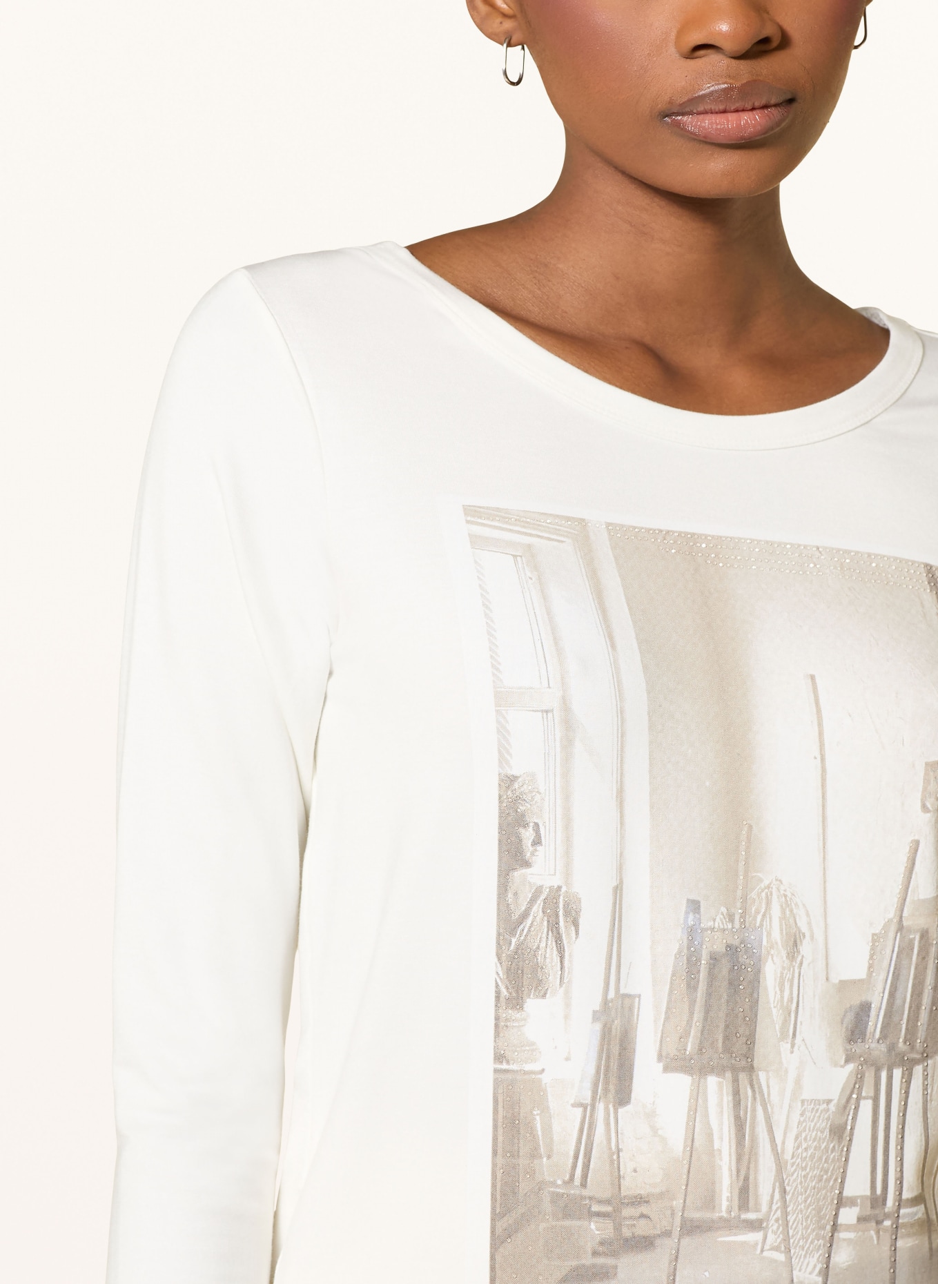 monari Long-sleeved shirt with gemstones: WHITE