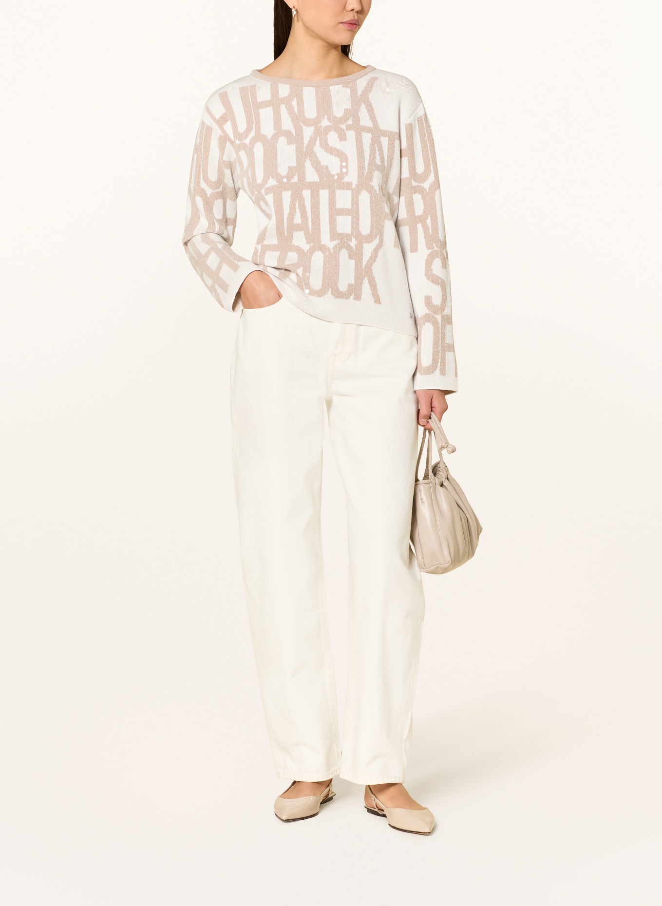 monari Pull à paillettes: ÉCRU / CHAMEAU