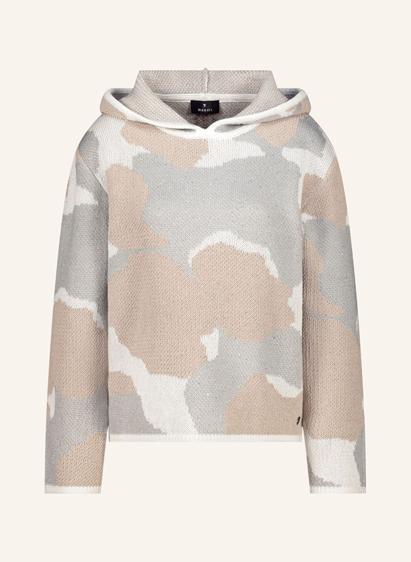 monari Strick-Hoodie mit Glitzergarn: BEIGE / CREME / HELLGRAU