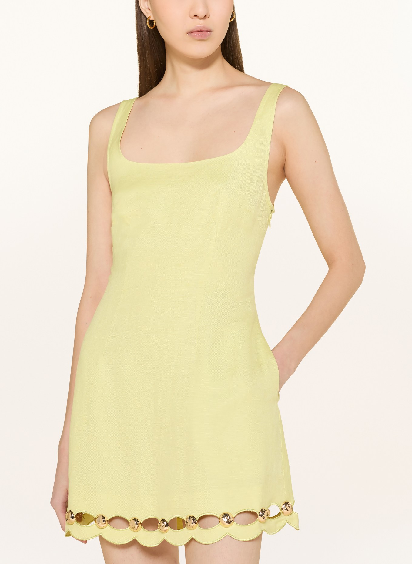 SIMKHAI Robe fourreau LINDLEY avec rubans et rivets: JAUNE