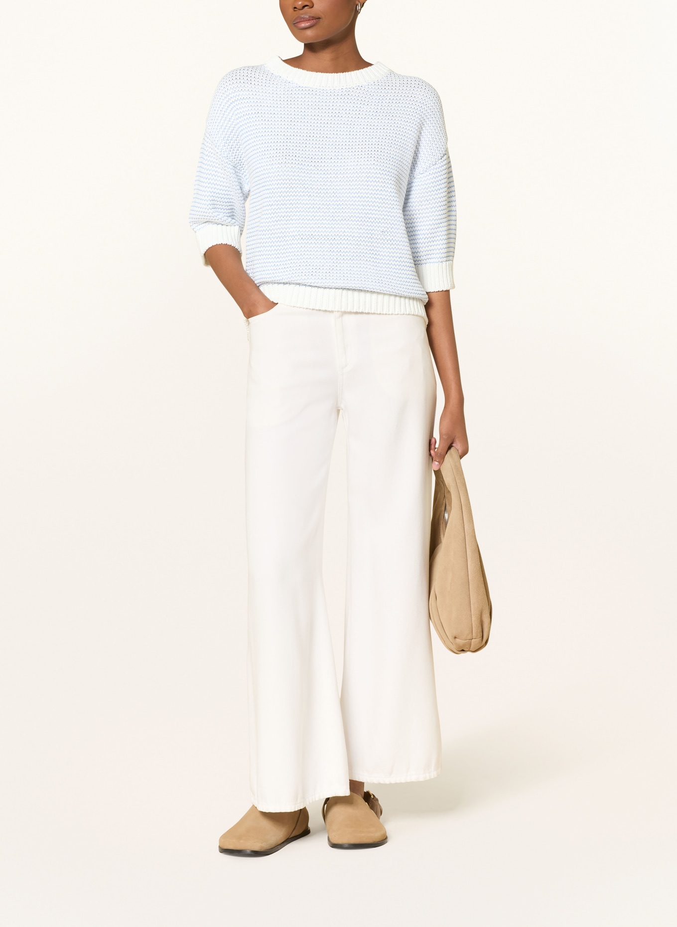 darling harbour knit blouse: white / bleu