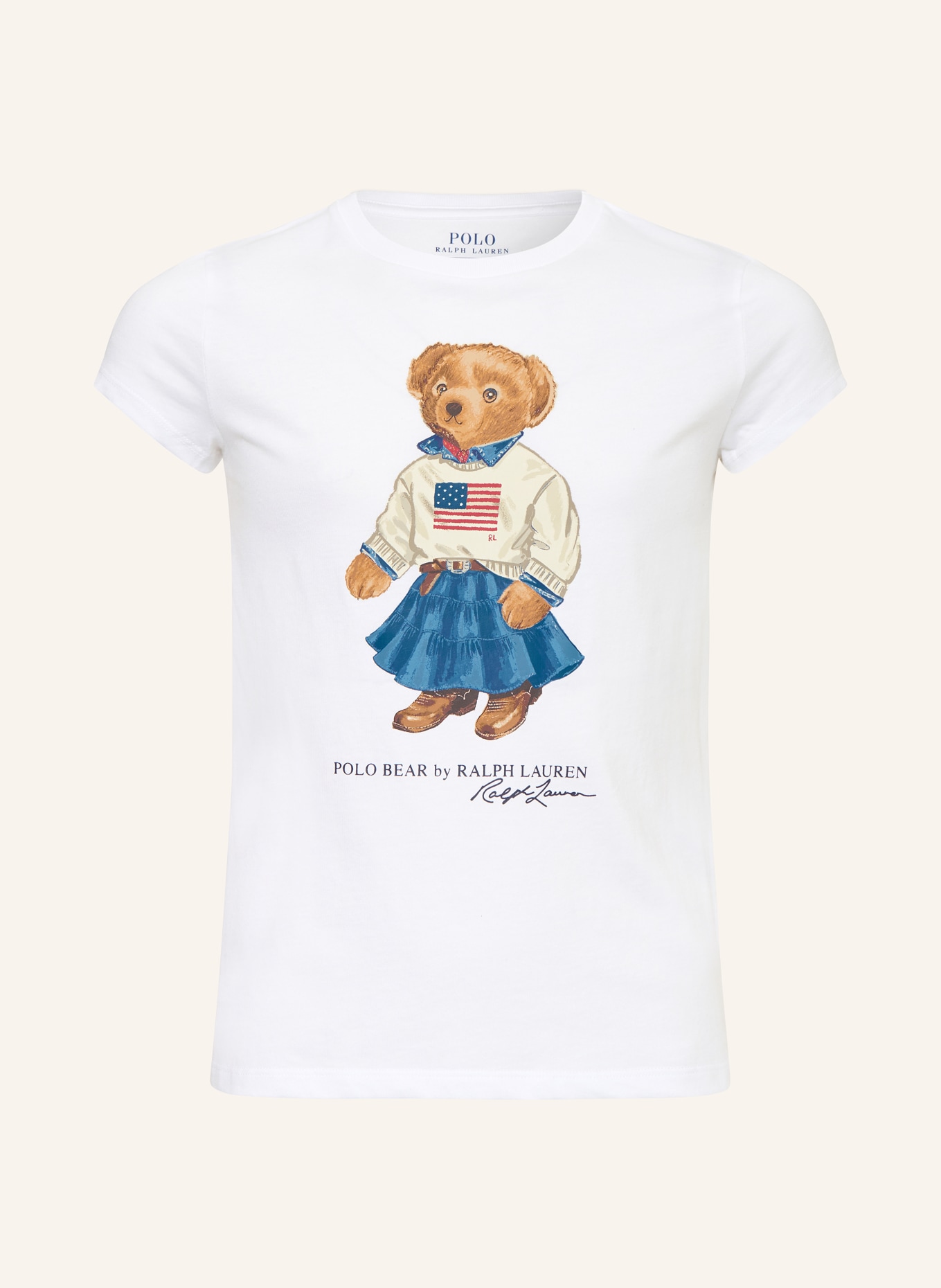 POLO RALPH LAUREN T-Shirt: WEISS / BRAUN / BLAU