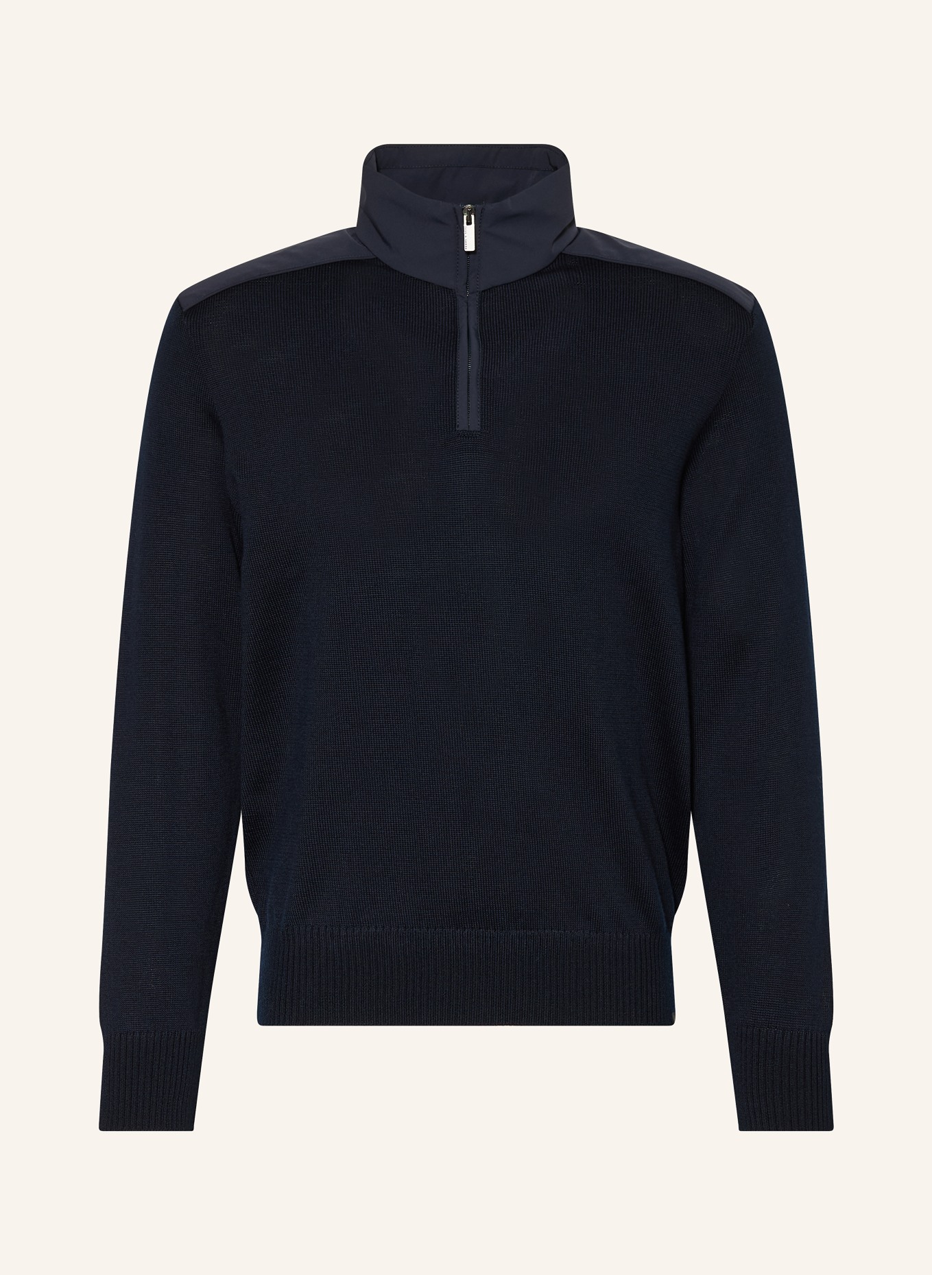 PAUL & SHARK Troyer im Materialmix: DUNKELBLAU