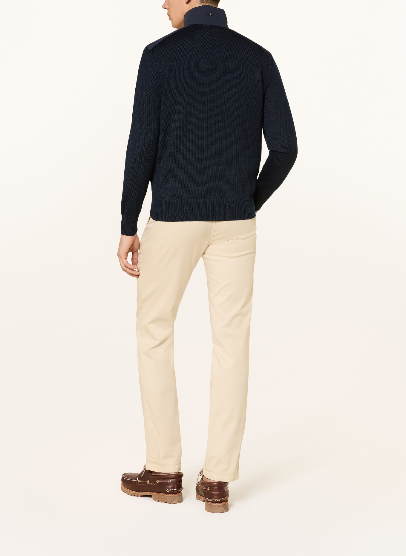 PAUL & SHARK Troyer im Materialmix: DUNKELBLAU