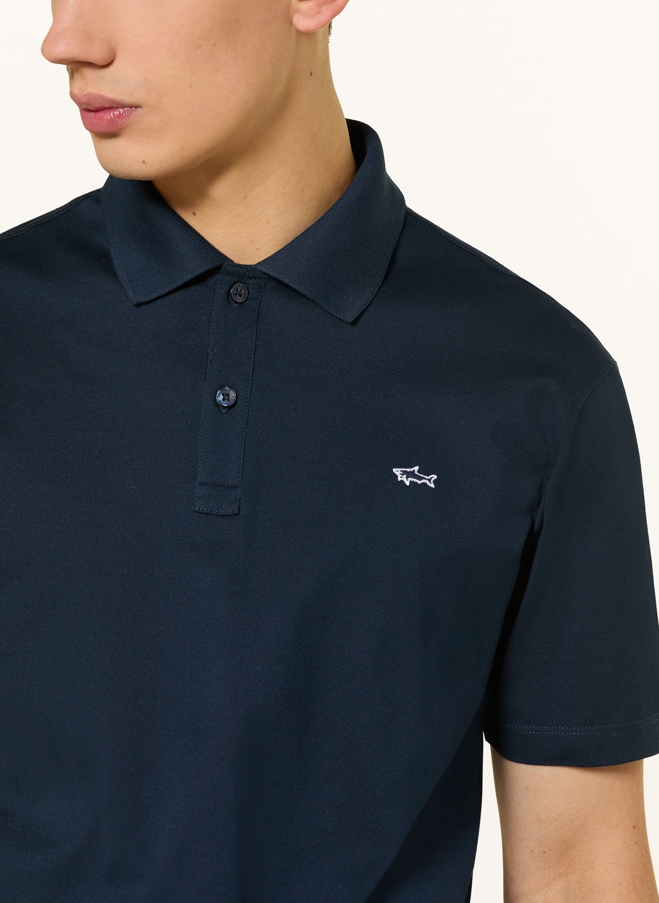 PAUL & SHARK Piqué-Poloshirt: DUNKELBLAU / WEISS