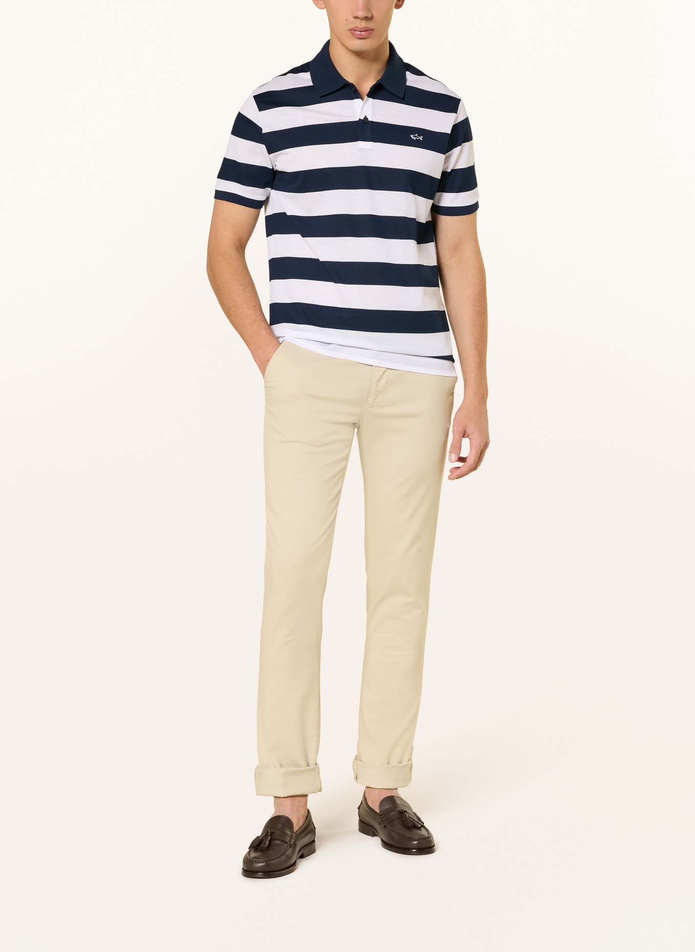 PAUL & SHARK Piqué-Poloshirt Regular Fit: DUNKELBLAU / WEISS