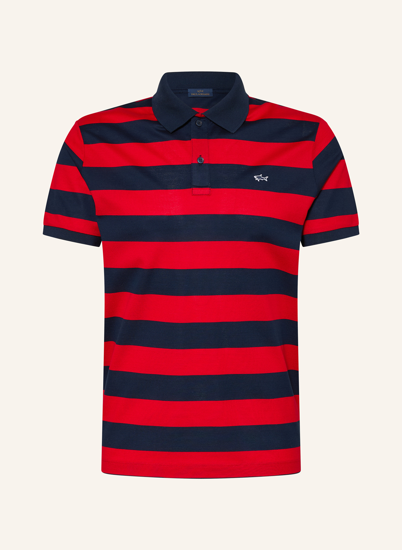 PAUL & SHARK Piqué-Poloshirt Regular Fit: DUNKELBLAU / ROT