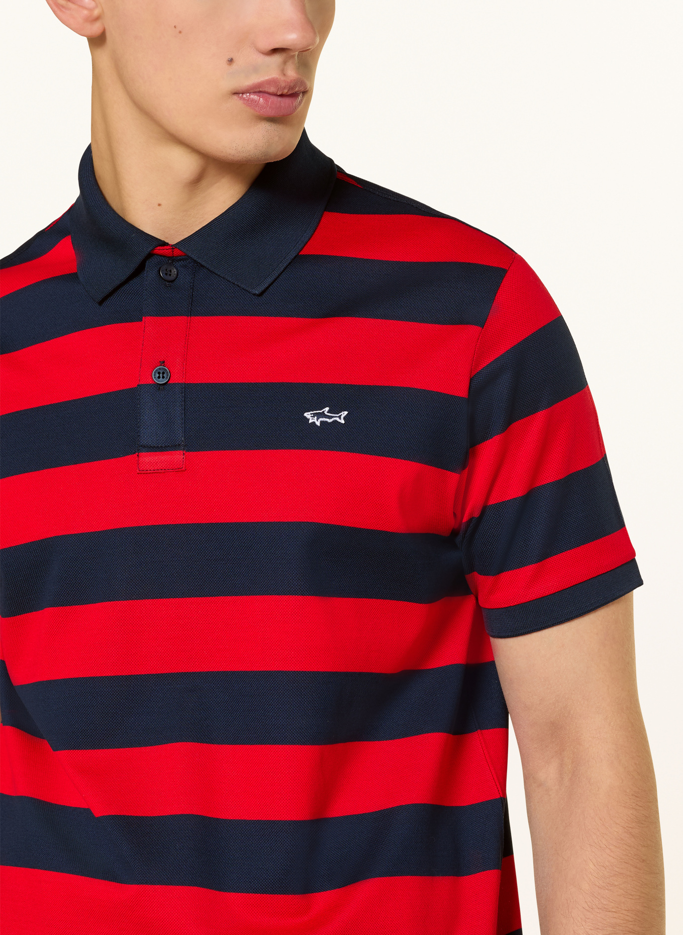 PAUL & SHARK Piqué-Poloshirt Regular Fit: DUNKELBLAU / ROT