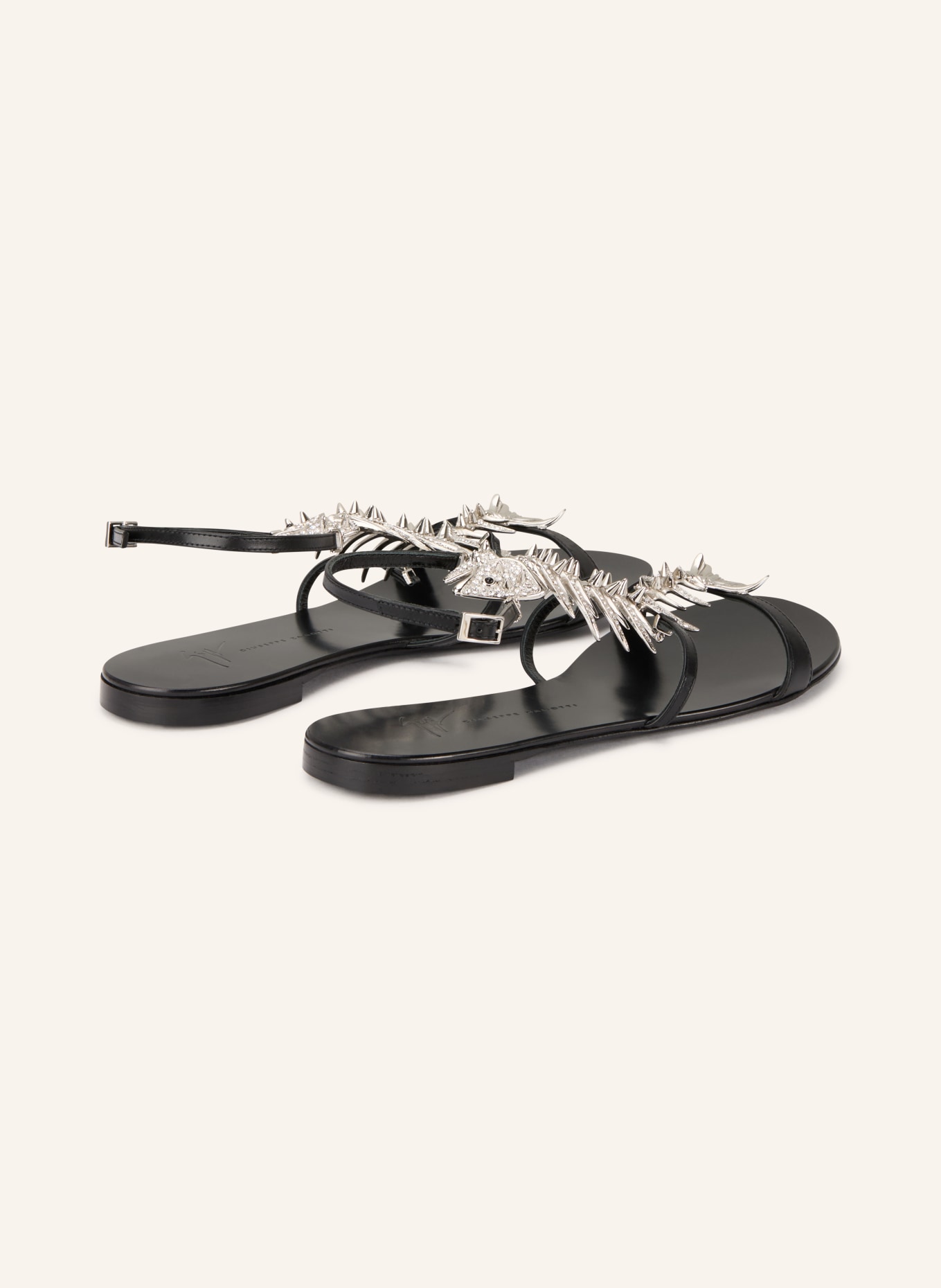 GIUSEPPE ZANOTTI DESIGN Sandalen MUSE mit Schmucksteinen: SCHWARZ / SILBER