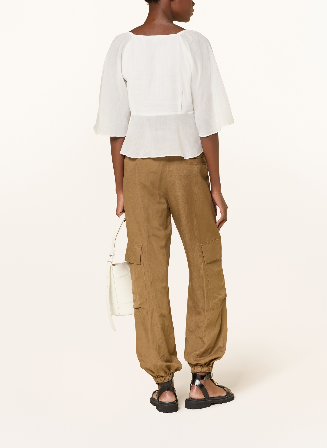 MRS & HUGS Nákladní kalhoty s popruhy: KHAKI