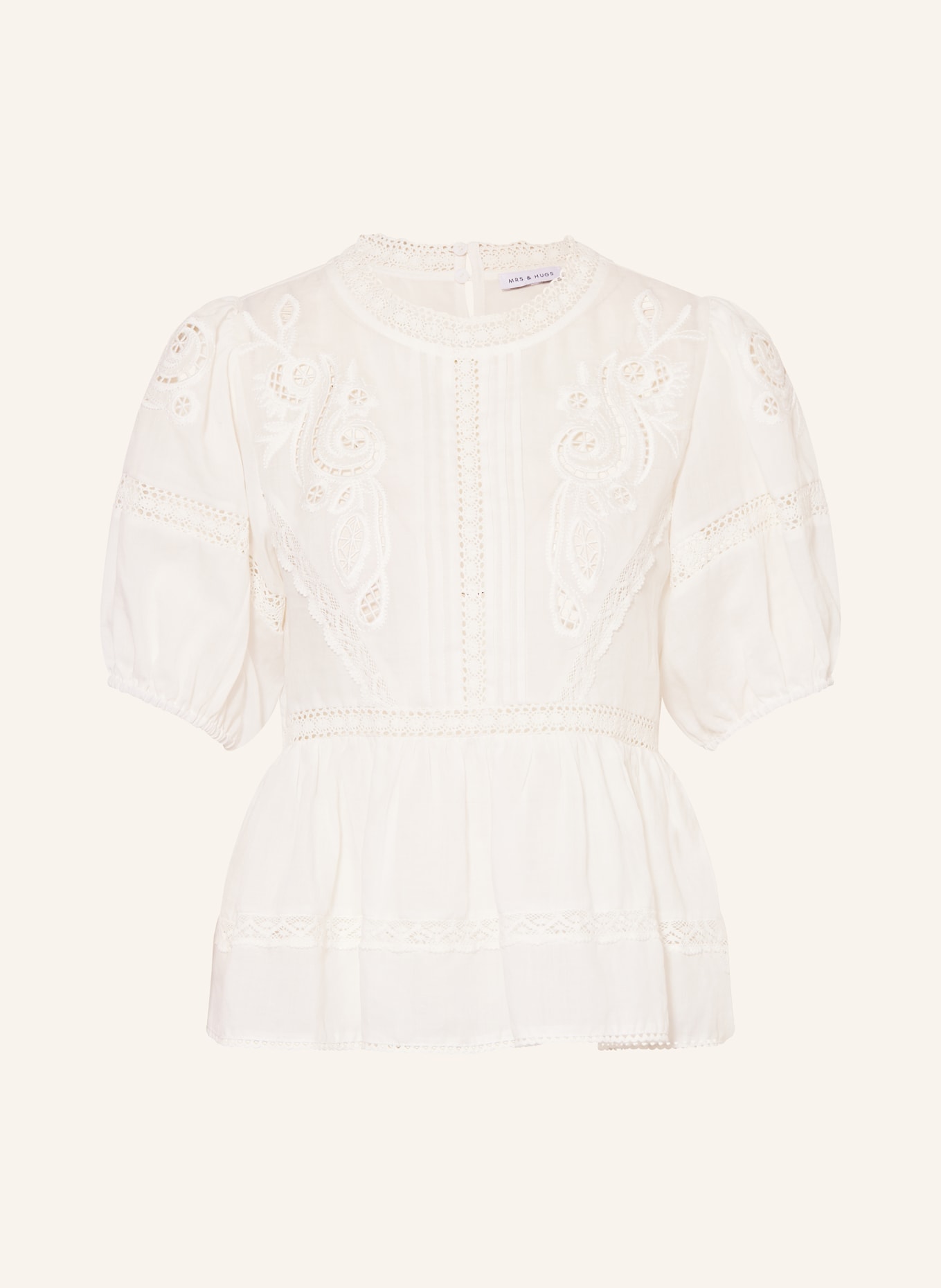 MRS & HUGS Bluzka z koronki ażurowej: BIAŁY