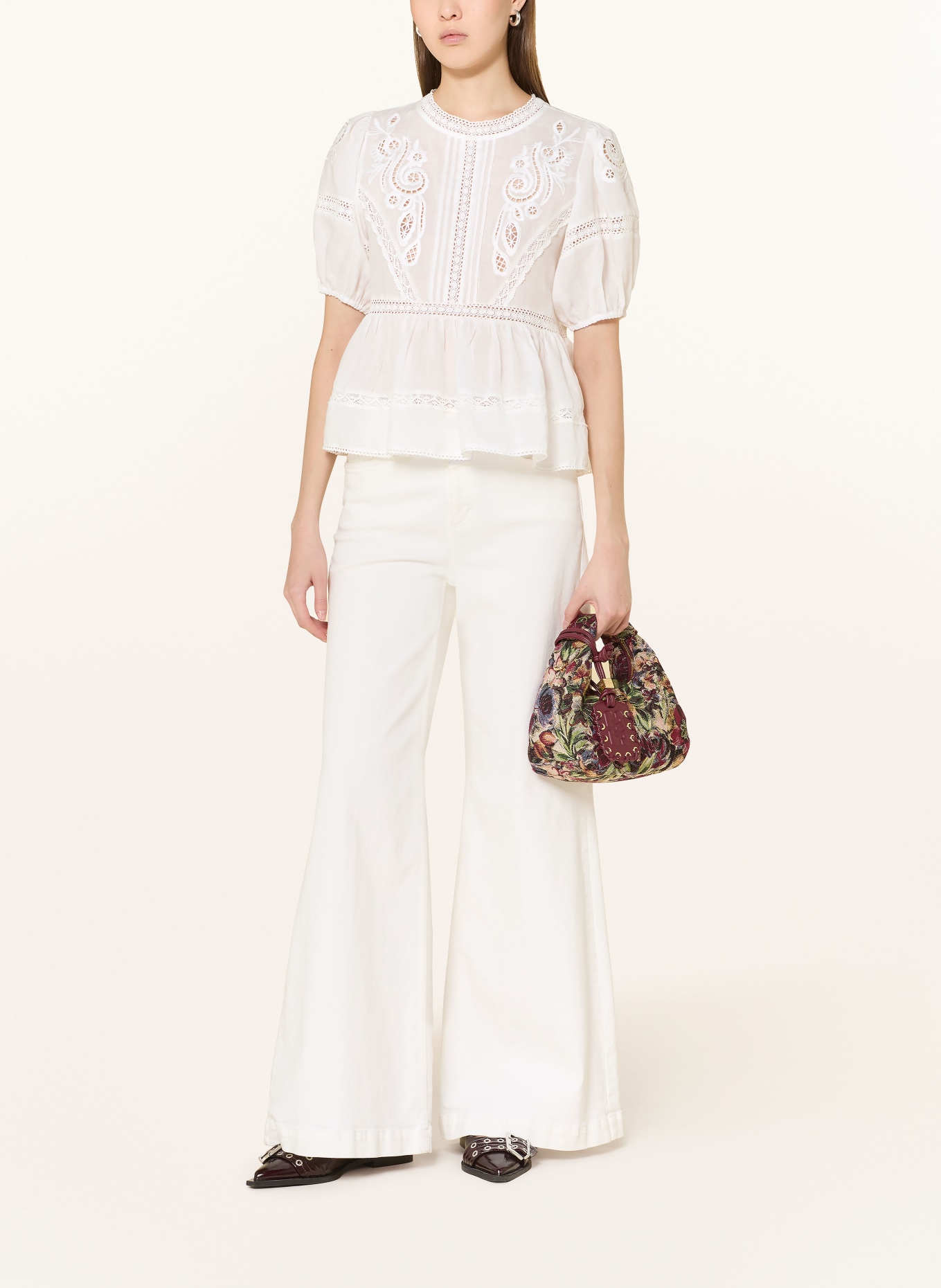 MRS & HUGS Bluzka z koronki ażurowej: BIAŁY