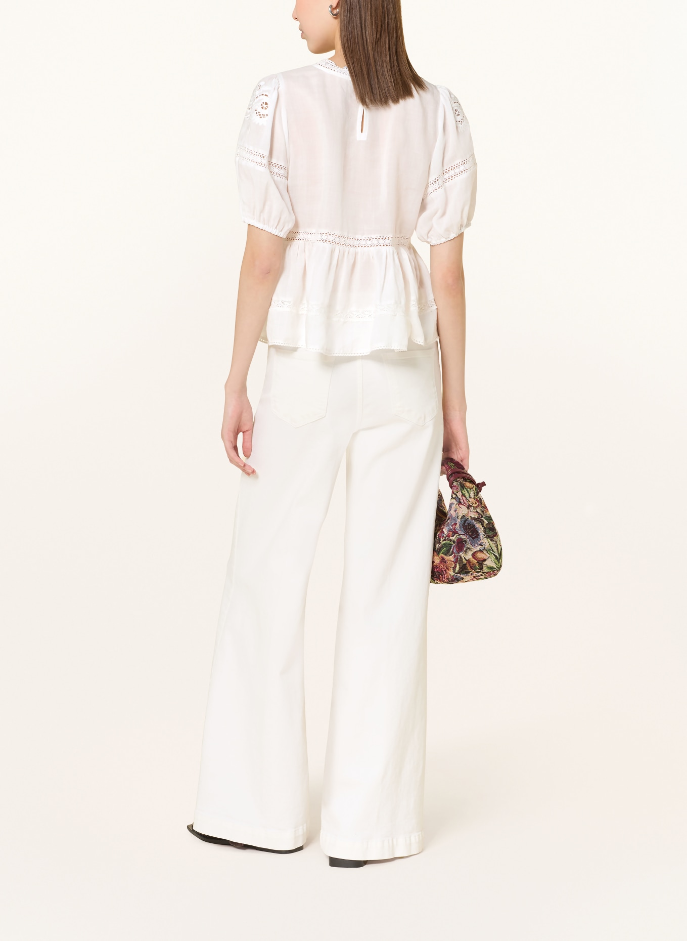 MRS & HUGS Bluzka z koronki ażurowej: BIAŁY