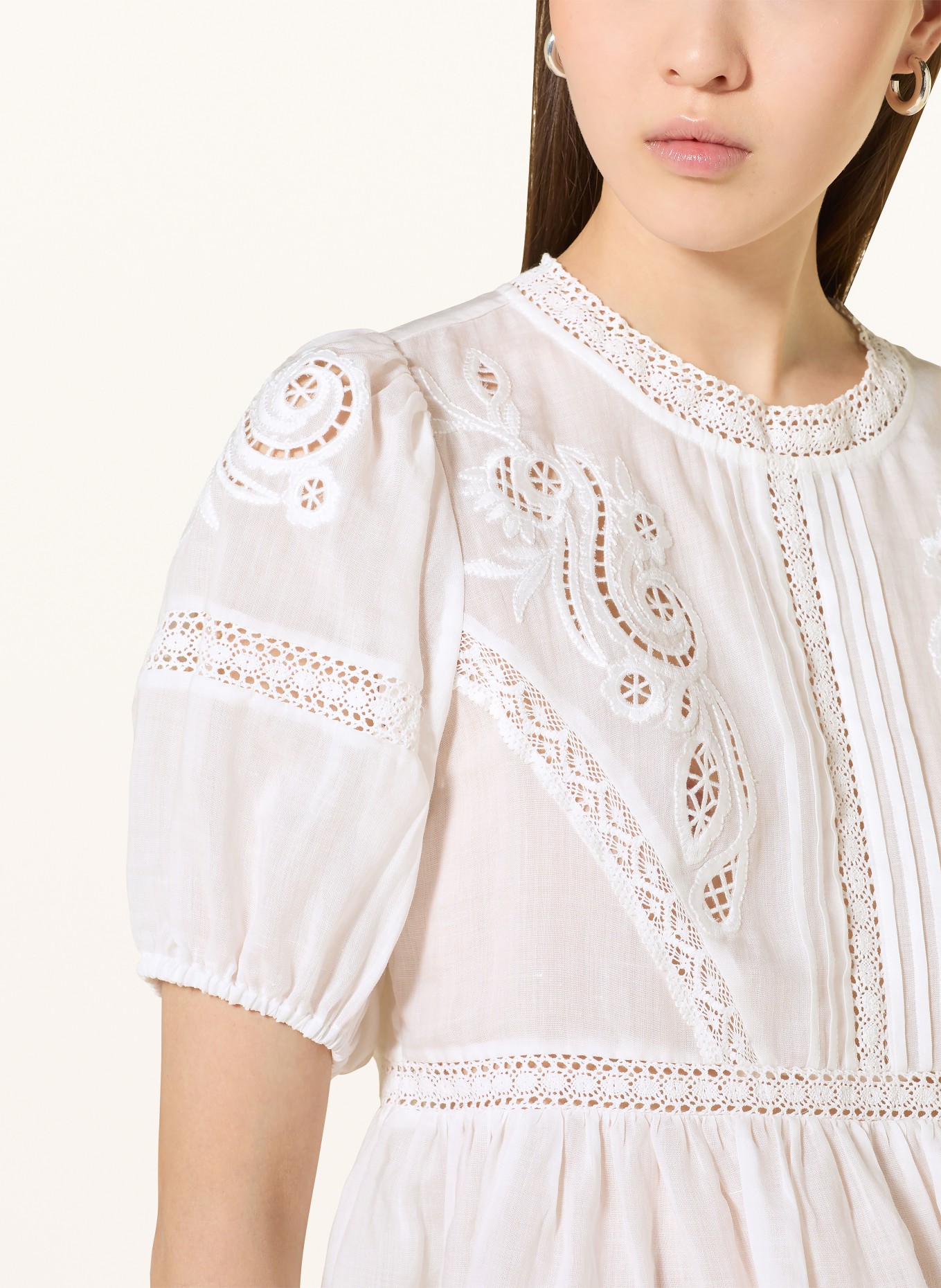MRS & HUGS Bluzka z koronki ażurowej: BIAŁY