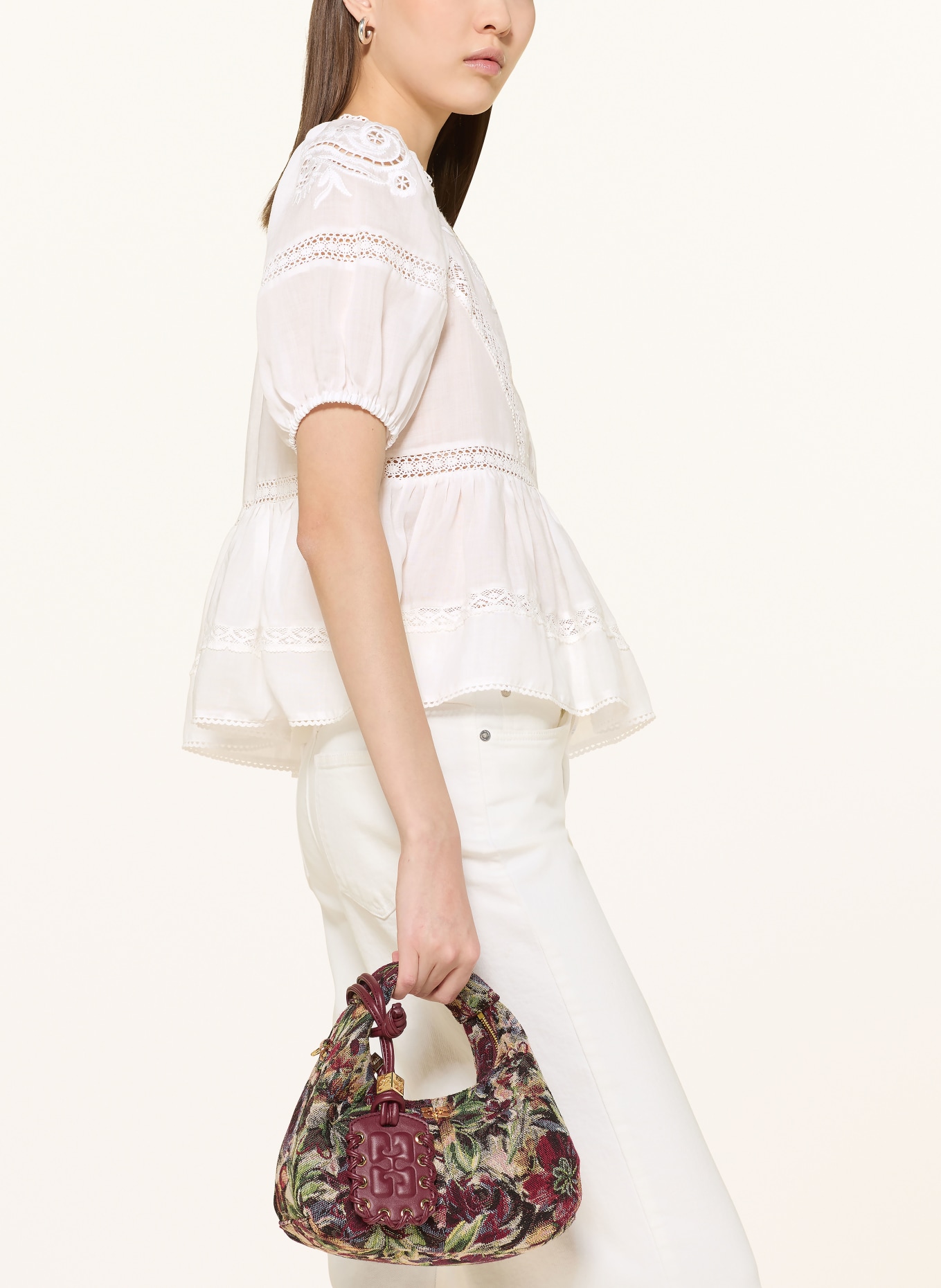 MRS & HUGS Bluzka z koronki ażurowej: BIAŁY