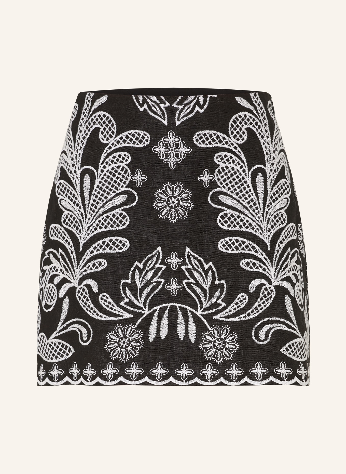 MRS & HUGS Skirt with linen: BLACK / WHITE