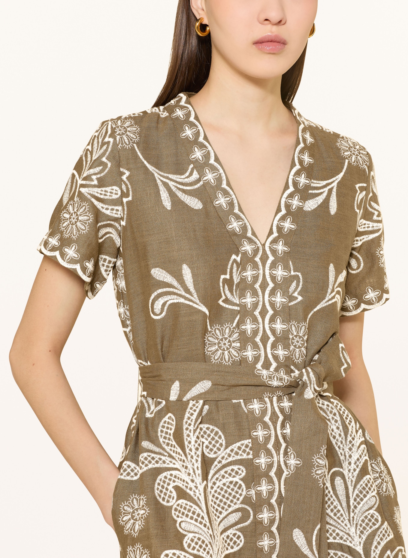 MRS & HUGS Šaty s pruhem: OLIVOVÁ / BÍLÁ