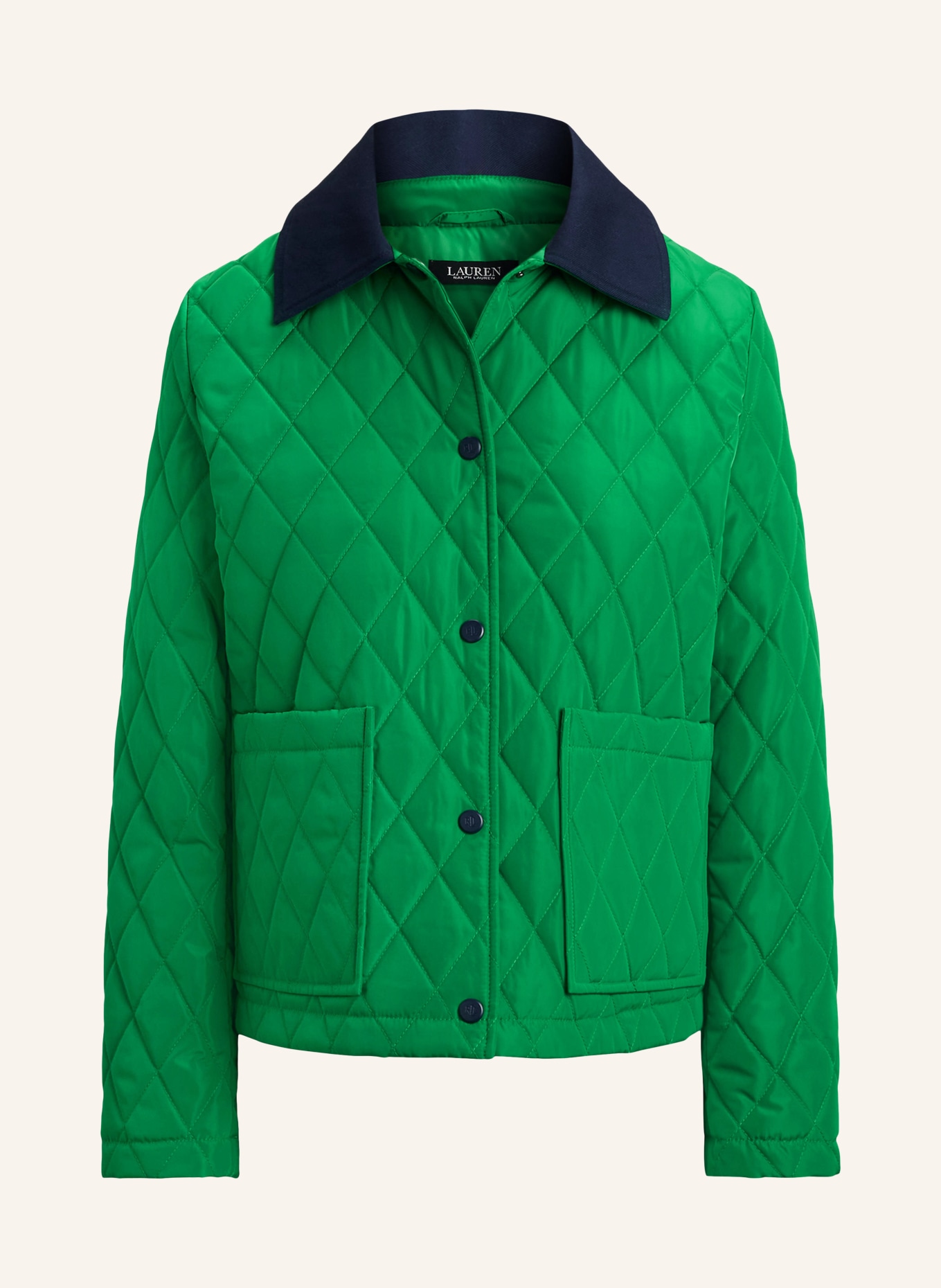 LAUREN RALPH LAUREN quilted jacket: GREEN / DARK BLUE