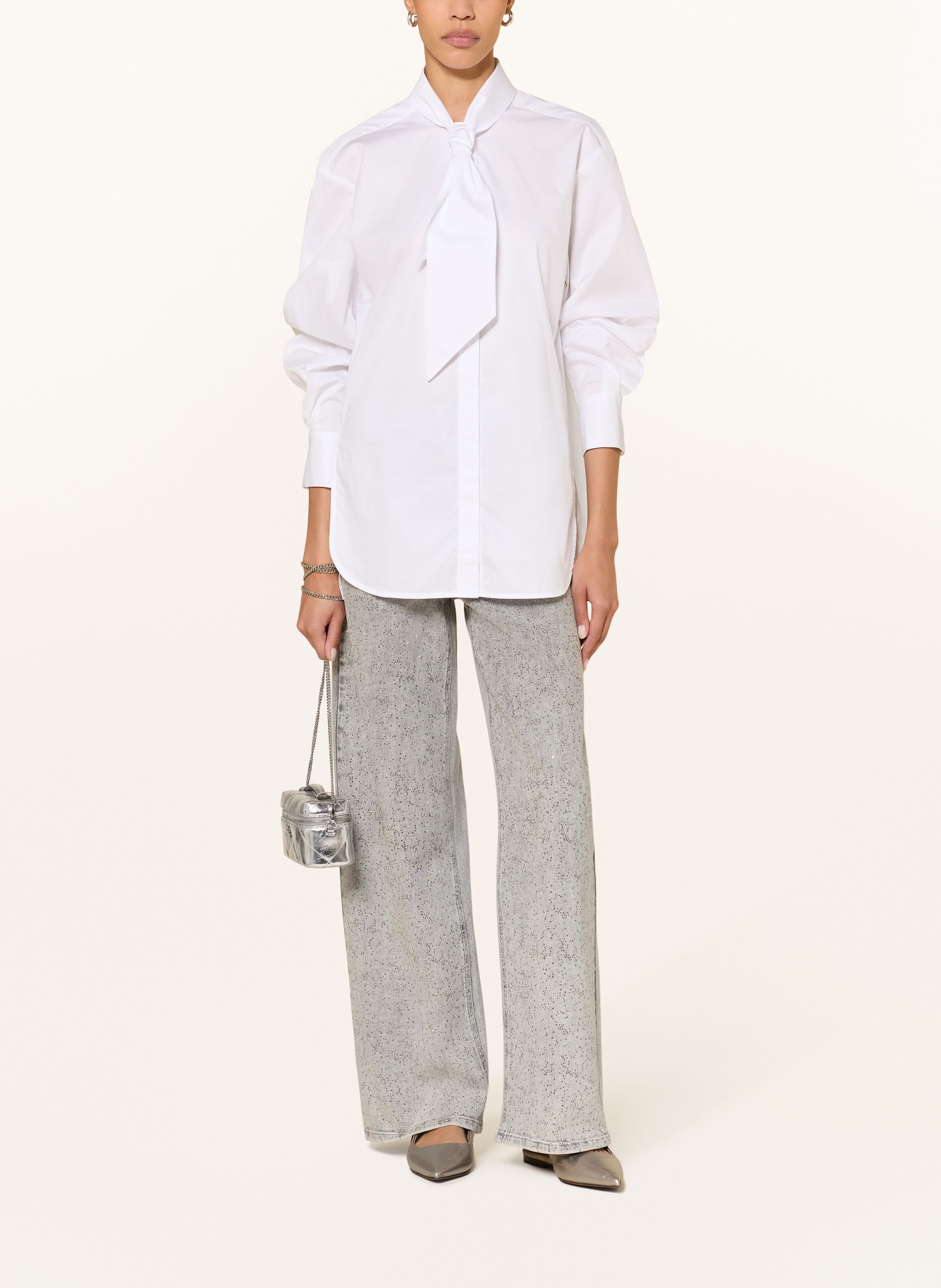 InWear CAPELLAIW shirt blouse with bow tie: WHITE