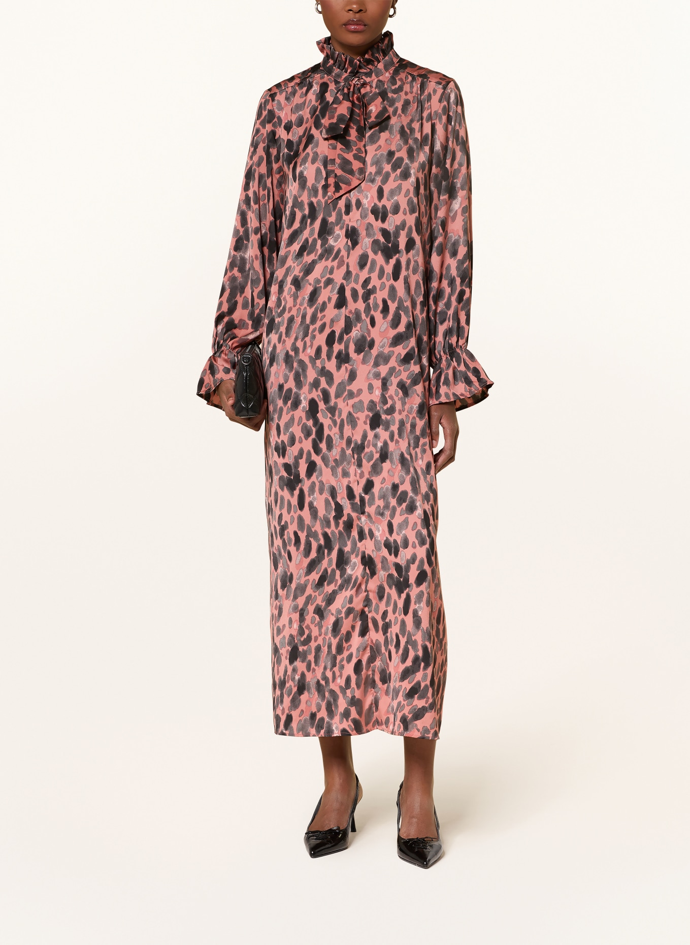 InWear Satinkleid GRACIEIW mit Schluppe: ALTROSA / DUNKELGRAU / SCHWARZ