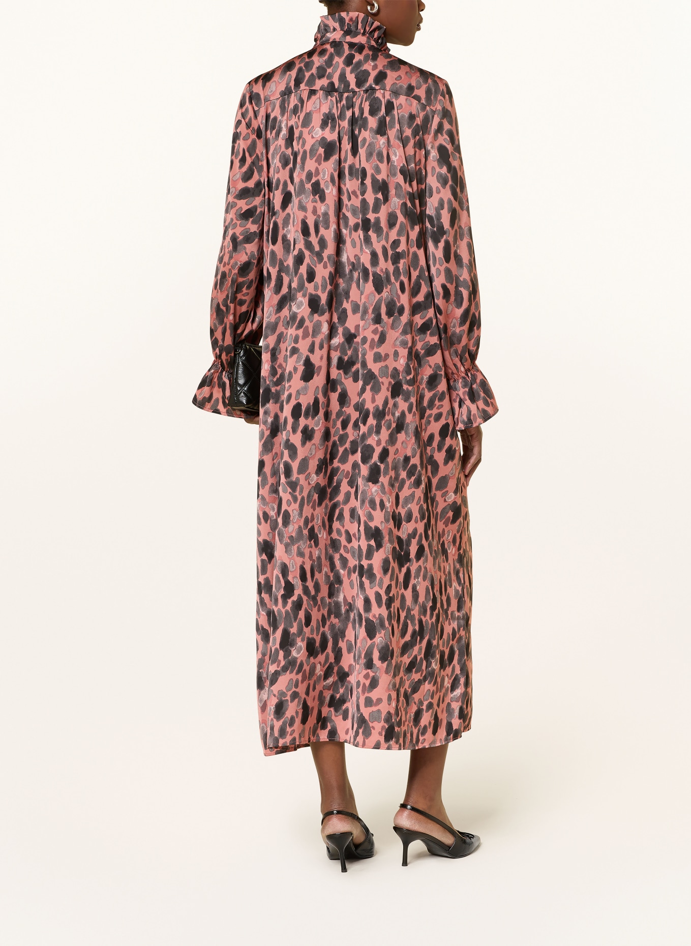 InWear Satinkleid GRACIEIW mit Schluppe: ALTROSA / DUNKELGRAU / SCHWARZ