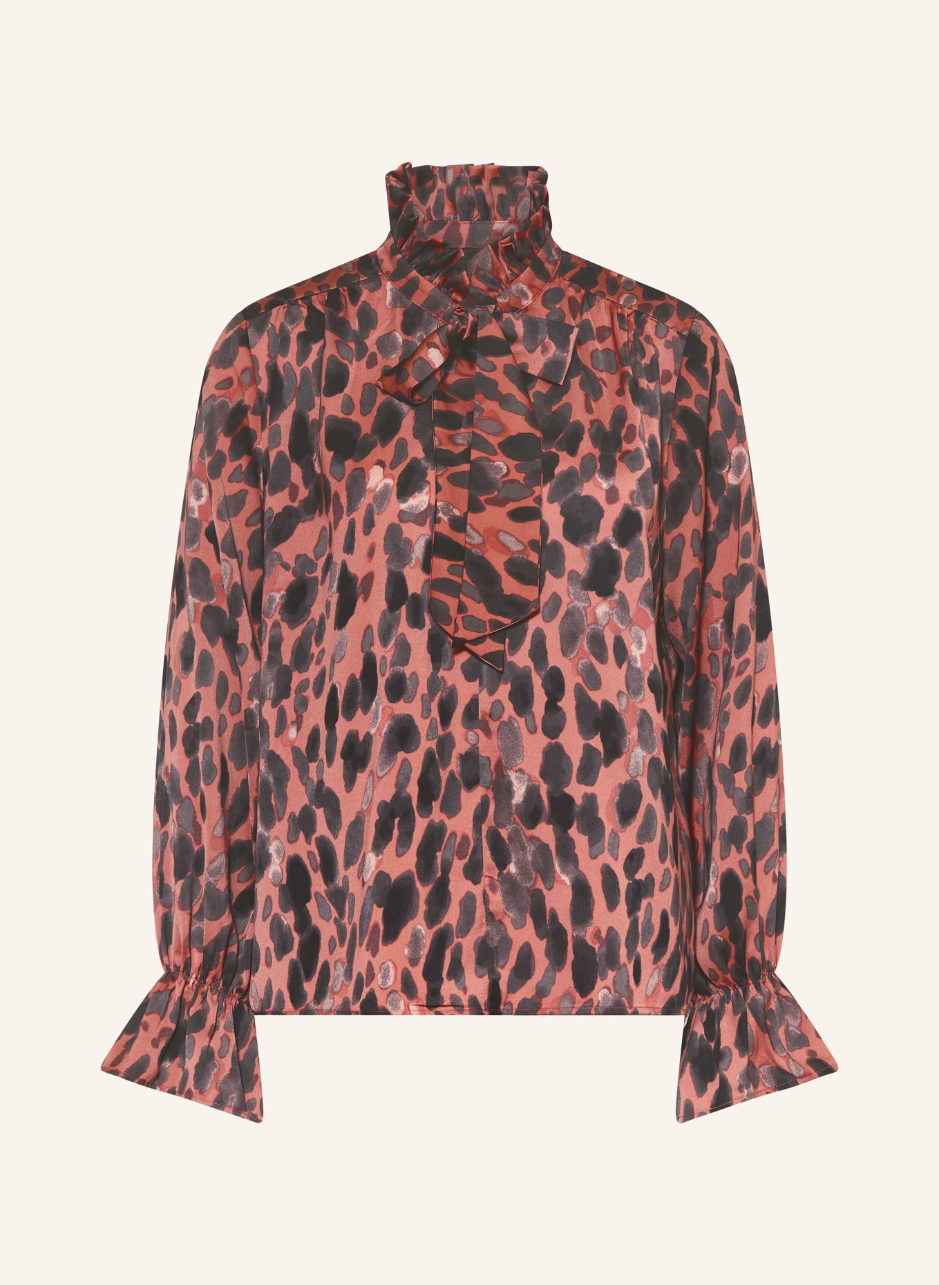 InWear Schluppenbluse GRACIEIW mit Rüschen: HELLROT / DUNKELGRAU / GRAU