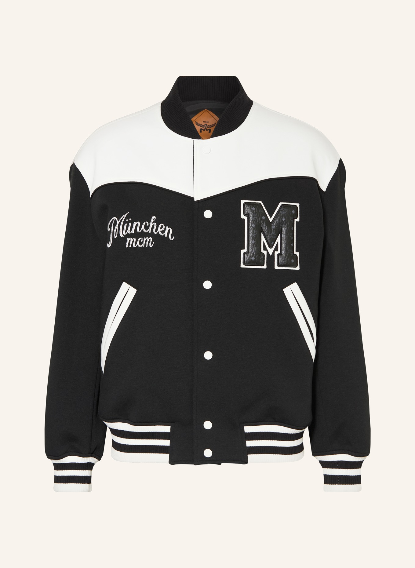 MCM college jacket: BLACK / WHITE