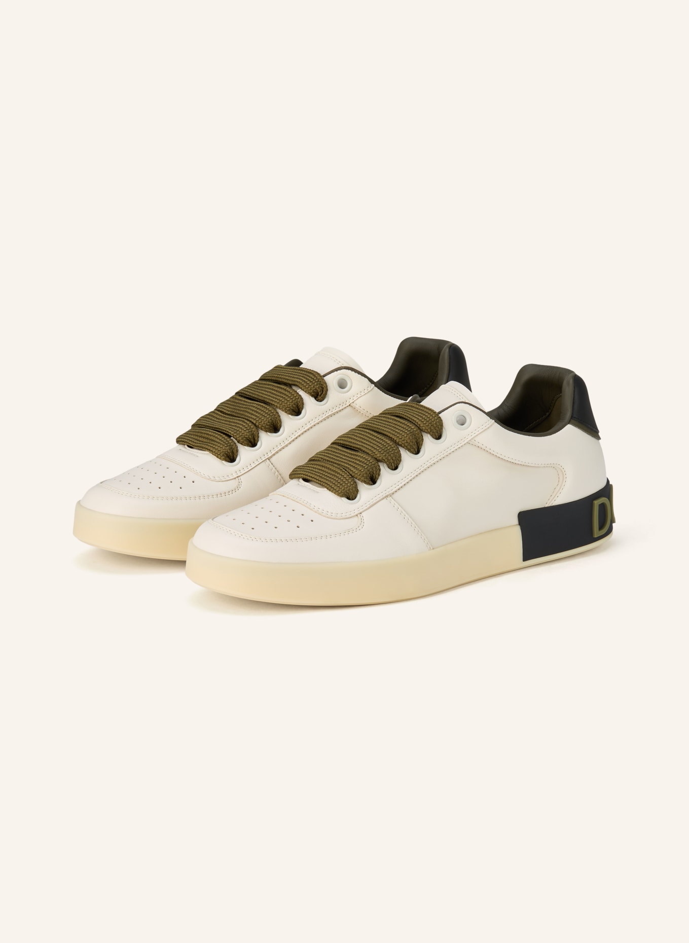 DOLCE & GABBANA PORTOFINO sneaker: WHITE / OLIVE / BLACK
